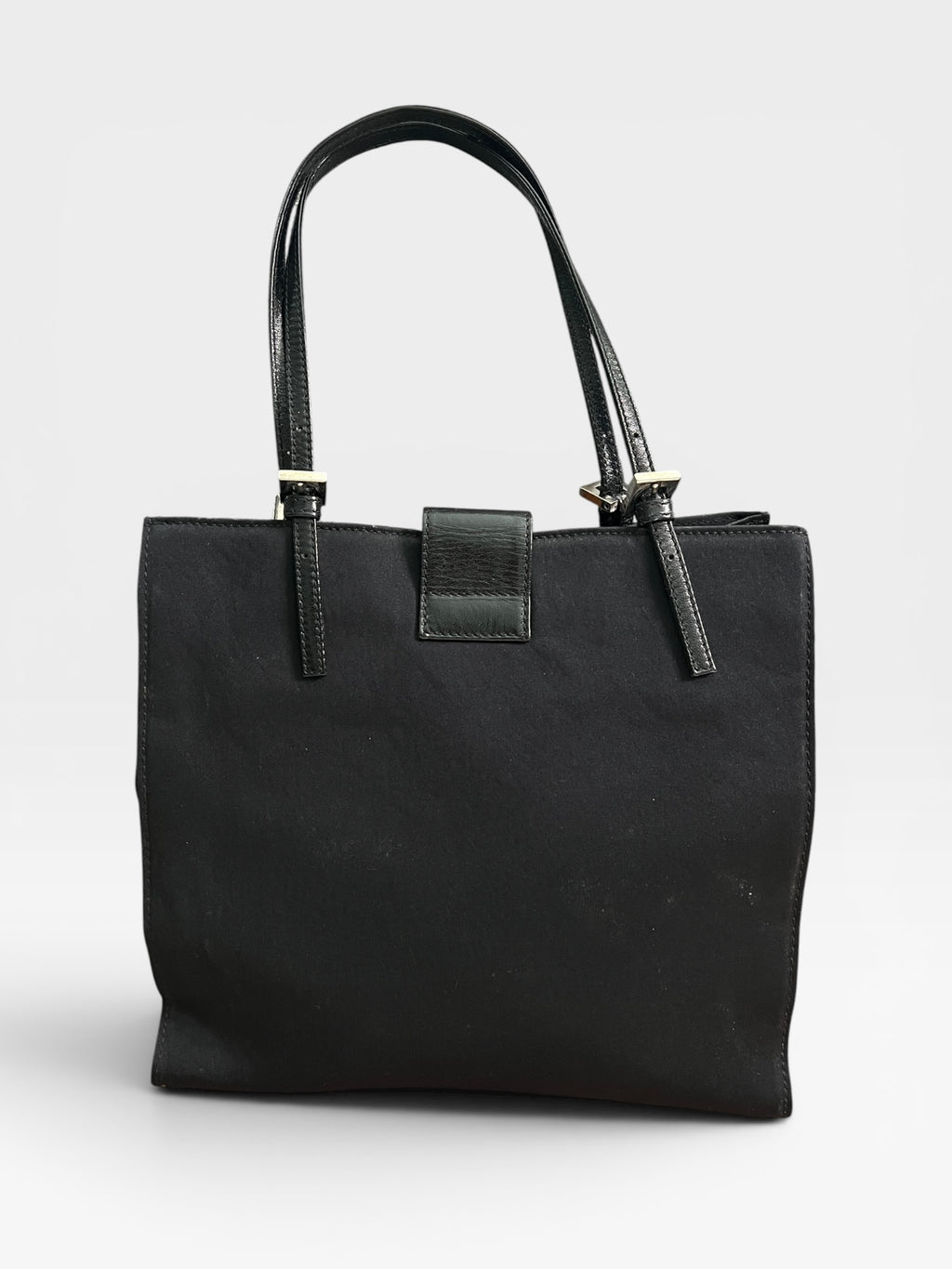 Vintage Fendi Black Nylon Zucca Buckle Tote