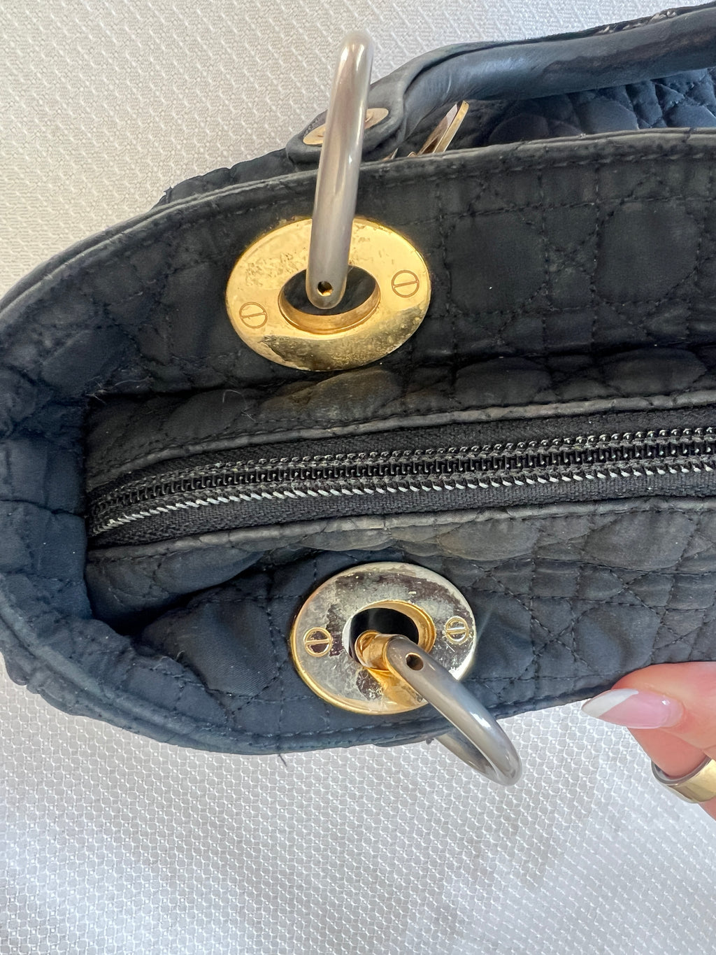 Christian Dior Canage Hand Bag Nylon Black