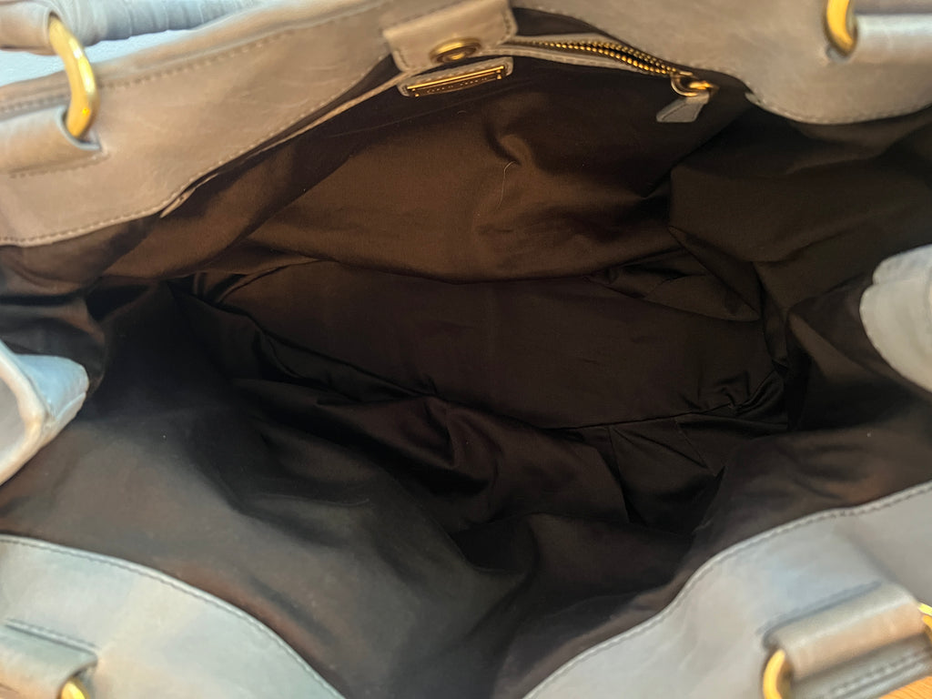 Miu Miu Grey Matelassé Leather Shoulder Bag
