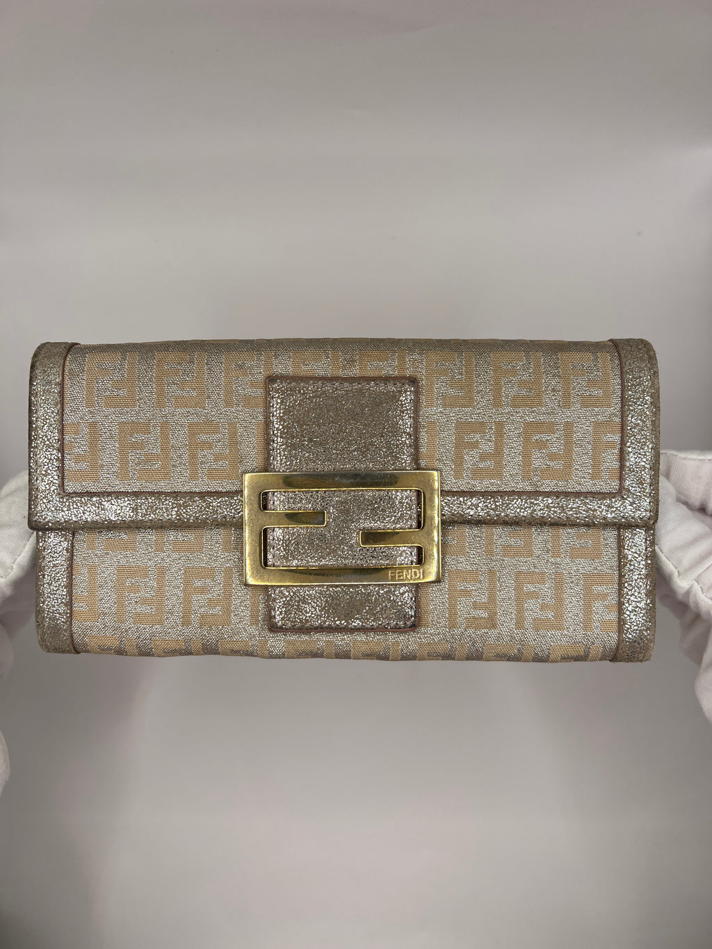Fendi Metallic Zucca Baguette Long Wallet