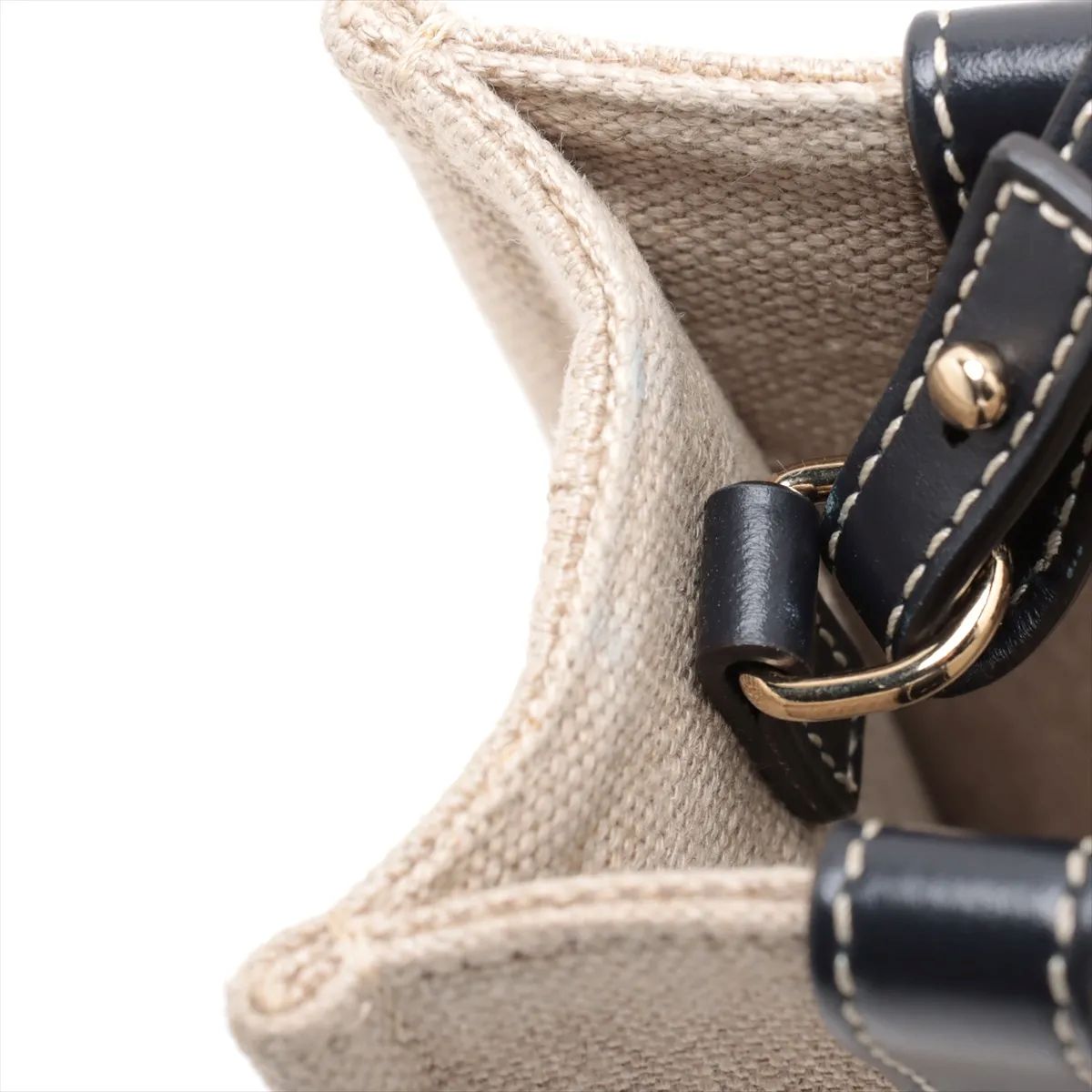 Chloé Woody Small Canvas & Leather 2-Way Handbag Beige Black