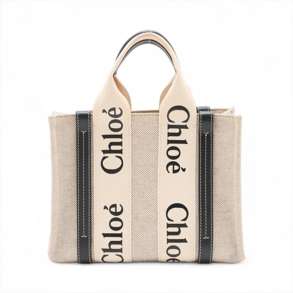 Chloe Woody Small Canvas & Leather Handbag