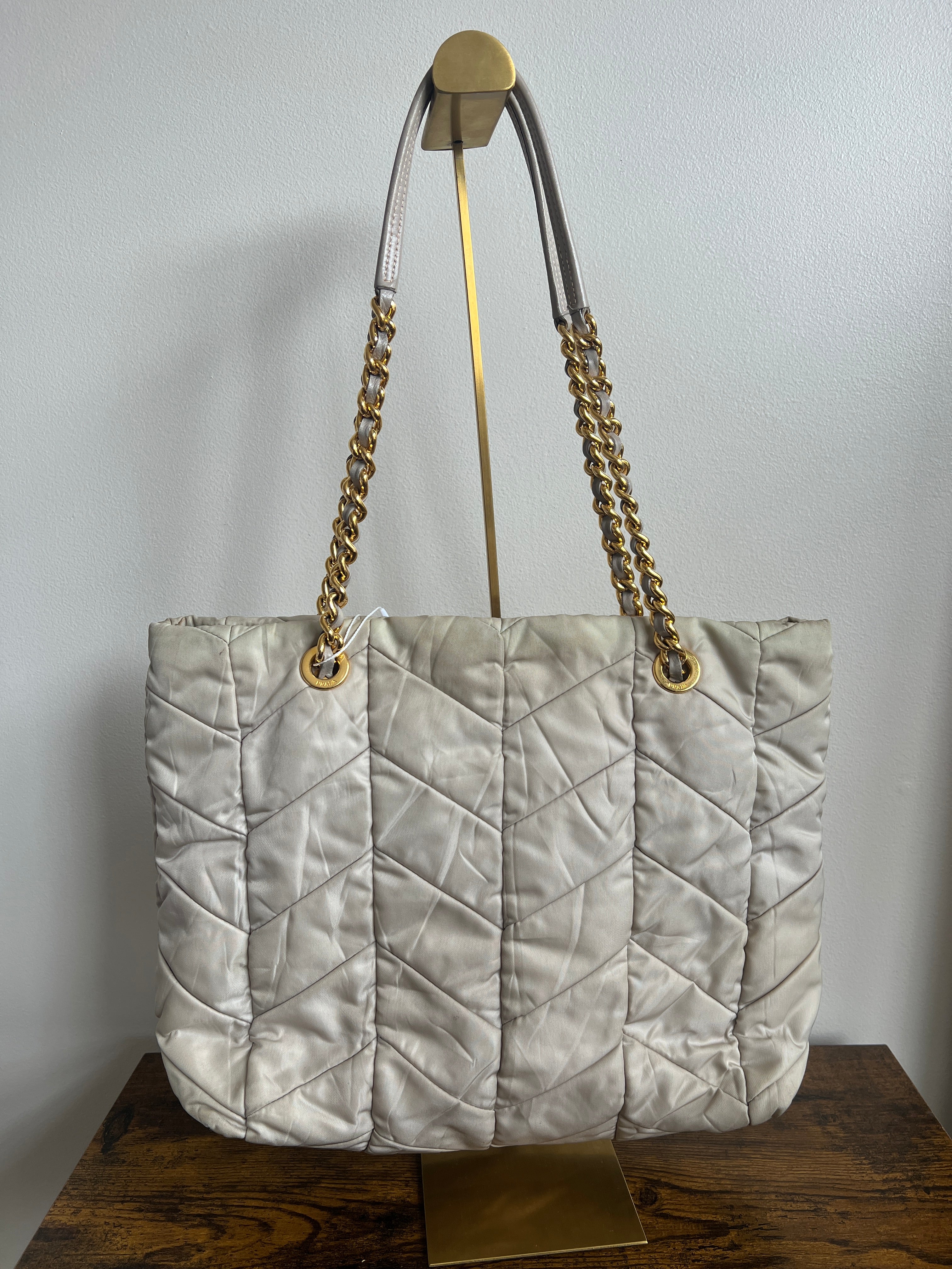 Prada Diagramme Quilted Nylon Chain Tote