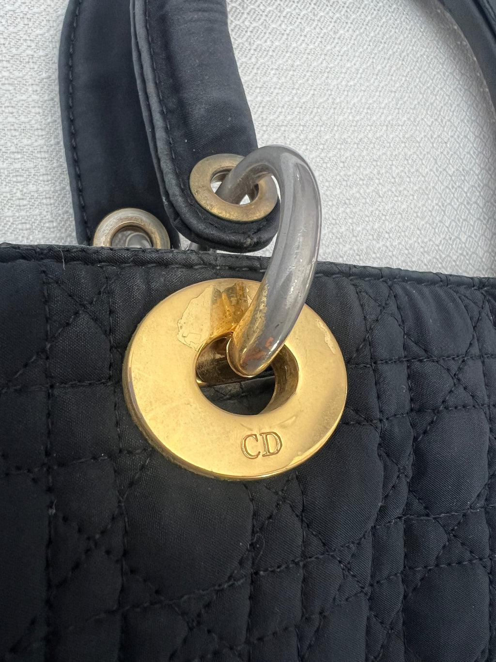 Christian Dior Canage Hand Bag Nylon Black