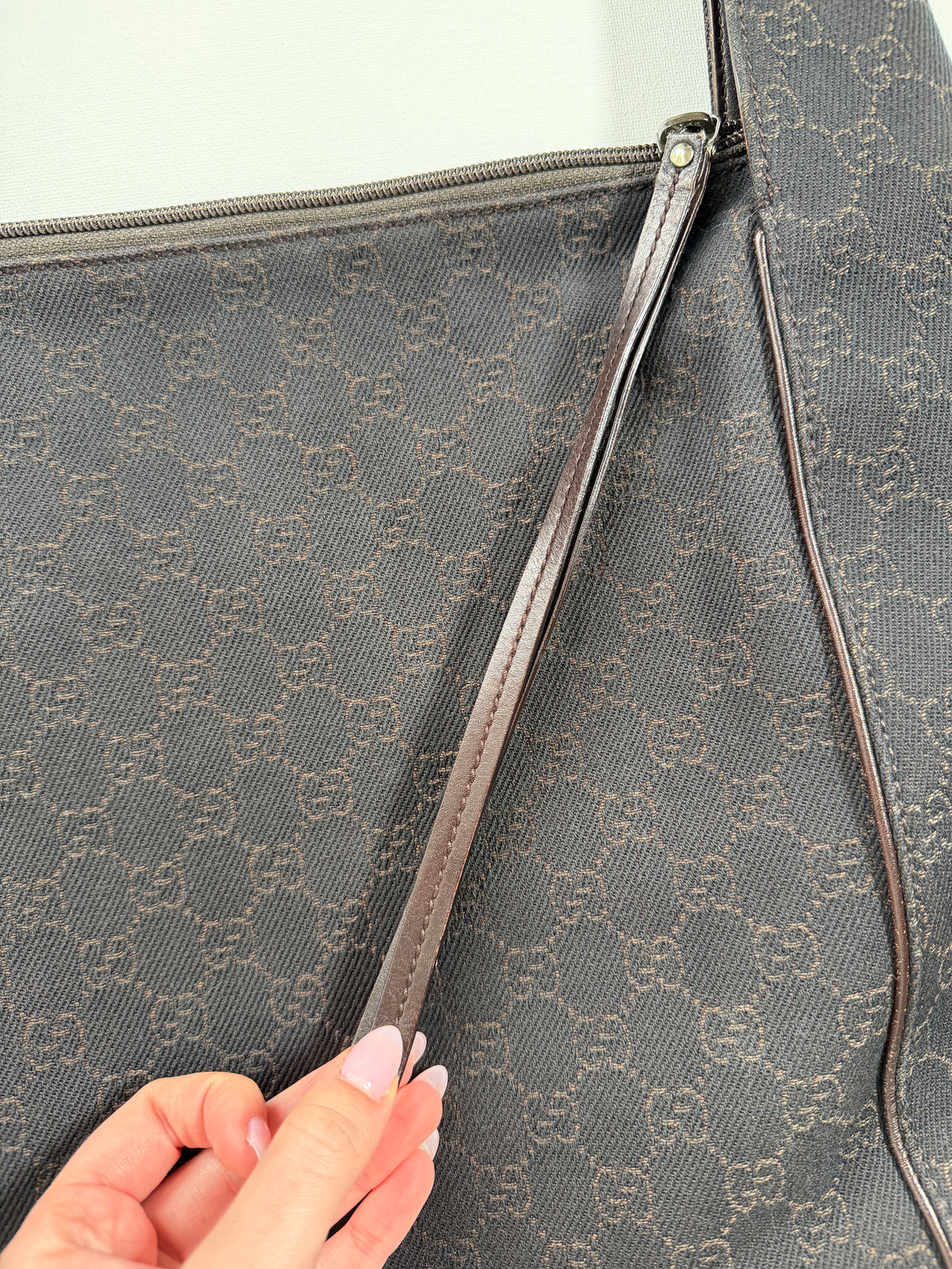 Gucci Monogram Hobo Canvas Shoulder Bag