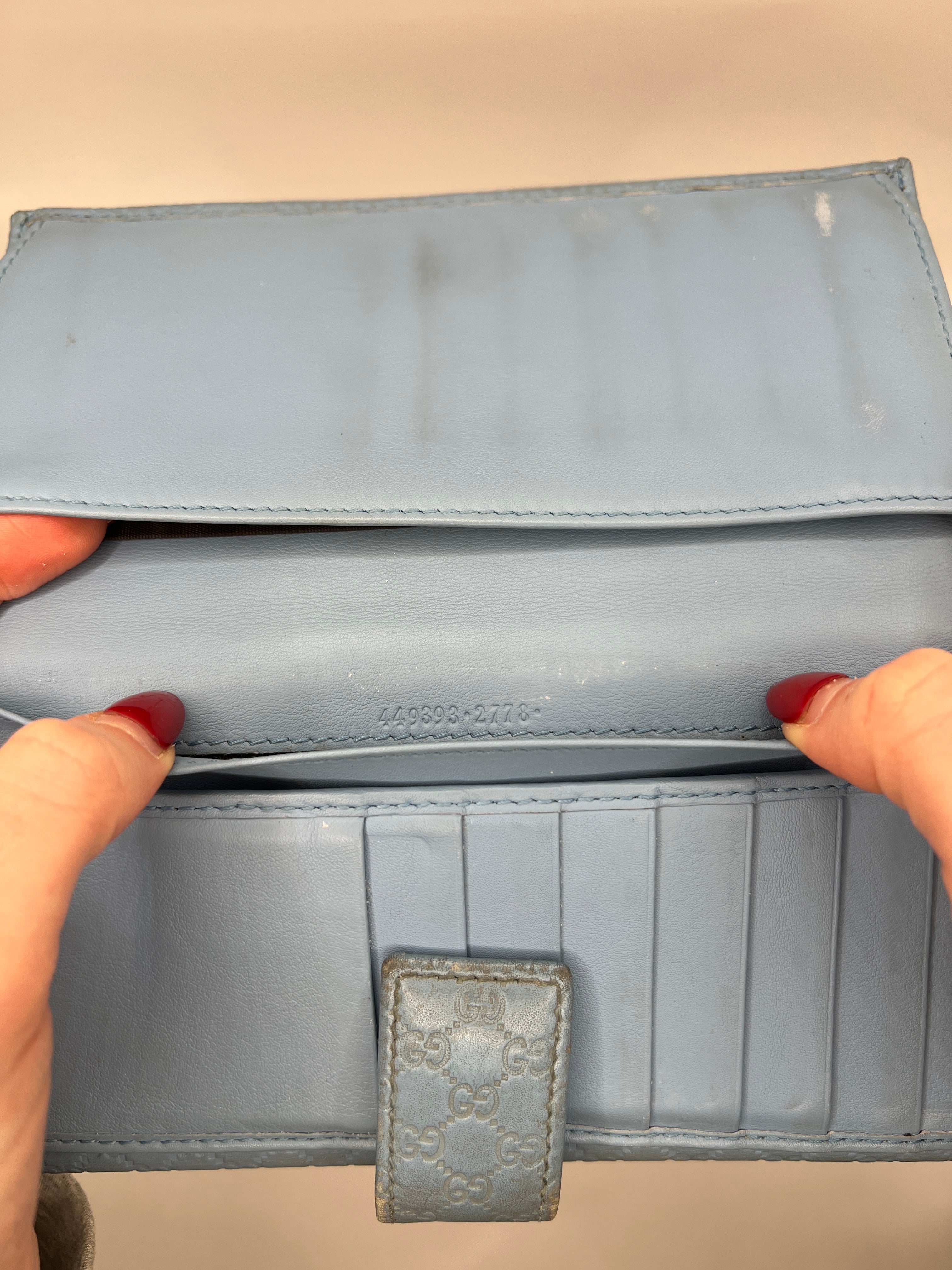 Gucci Microguccissima Light Blue Continental Snap Wallet