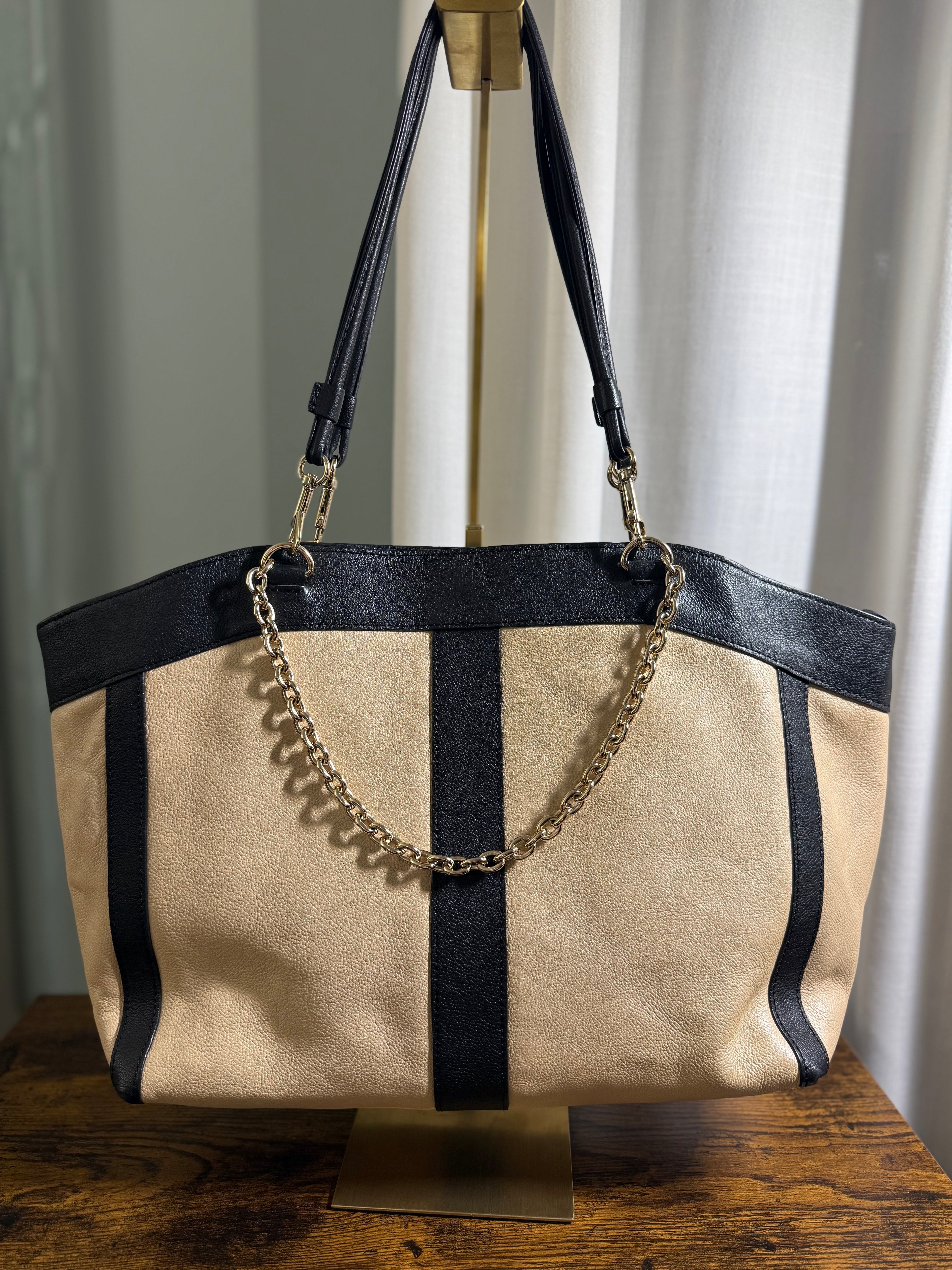 See by Chloe Two-Tone Leather Chain Tote