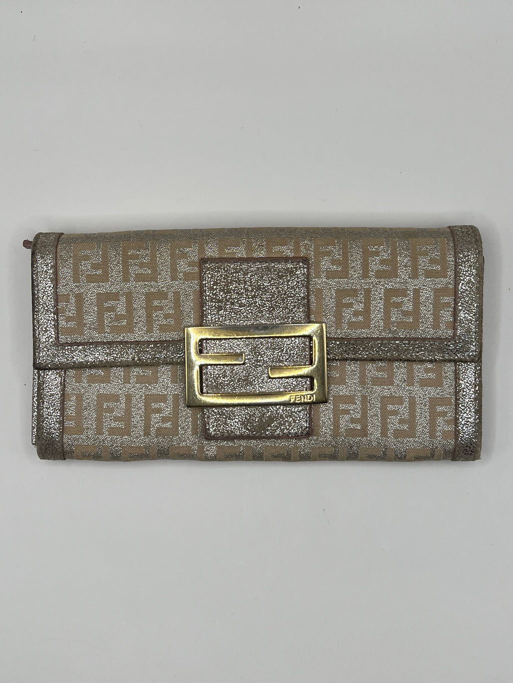 Fendi Metallic Zucca Baguette Long Wallet