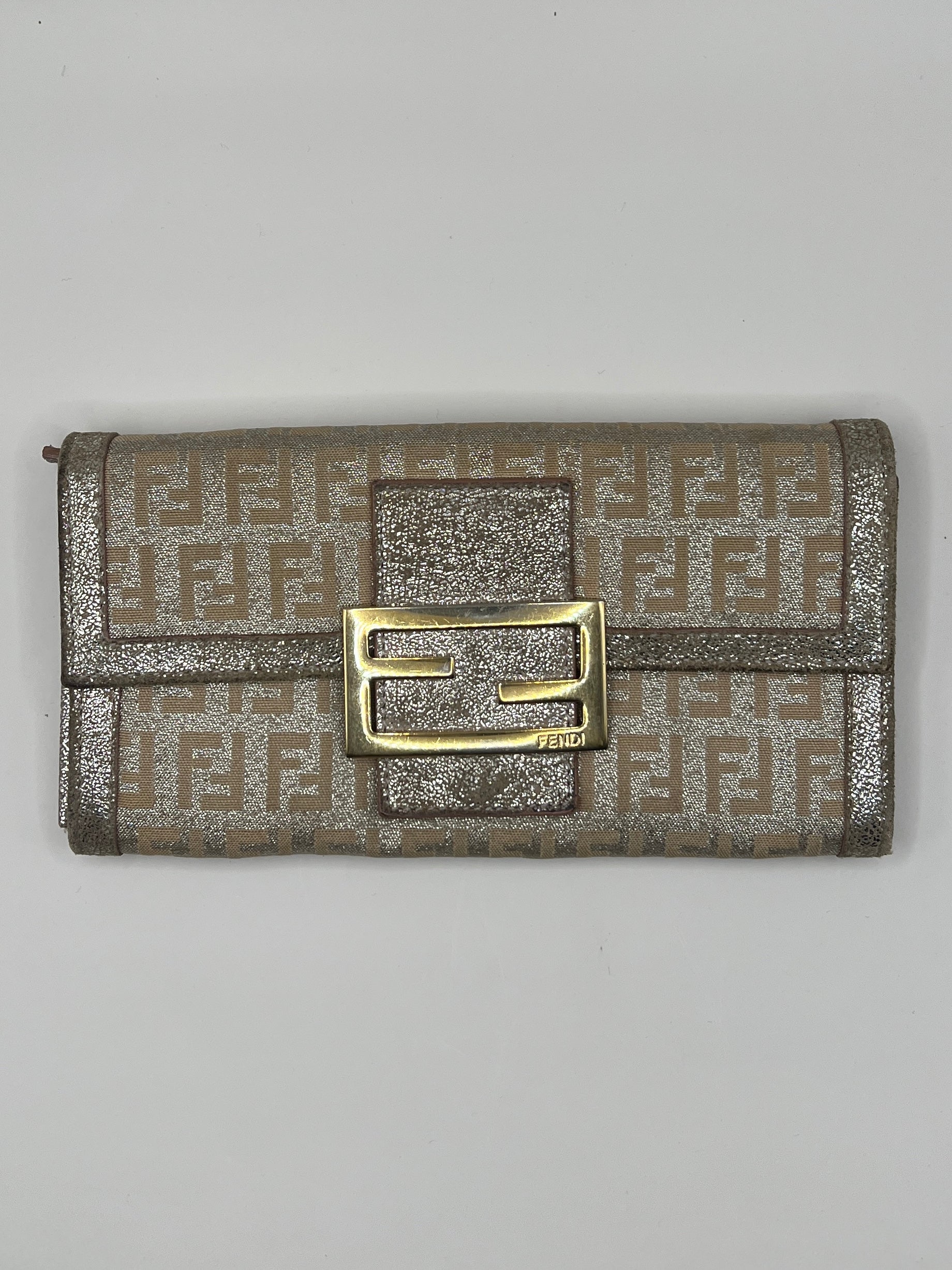 Fendi Metallic Zucca Baguette Long Wallet