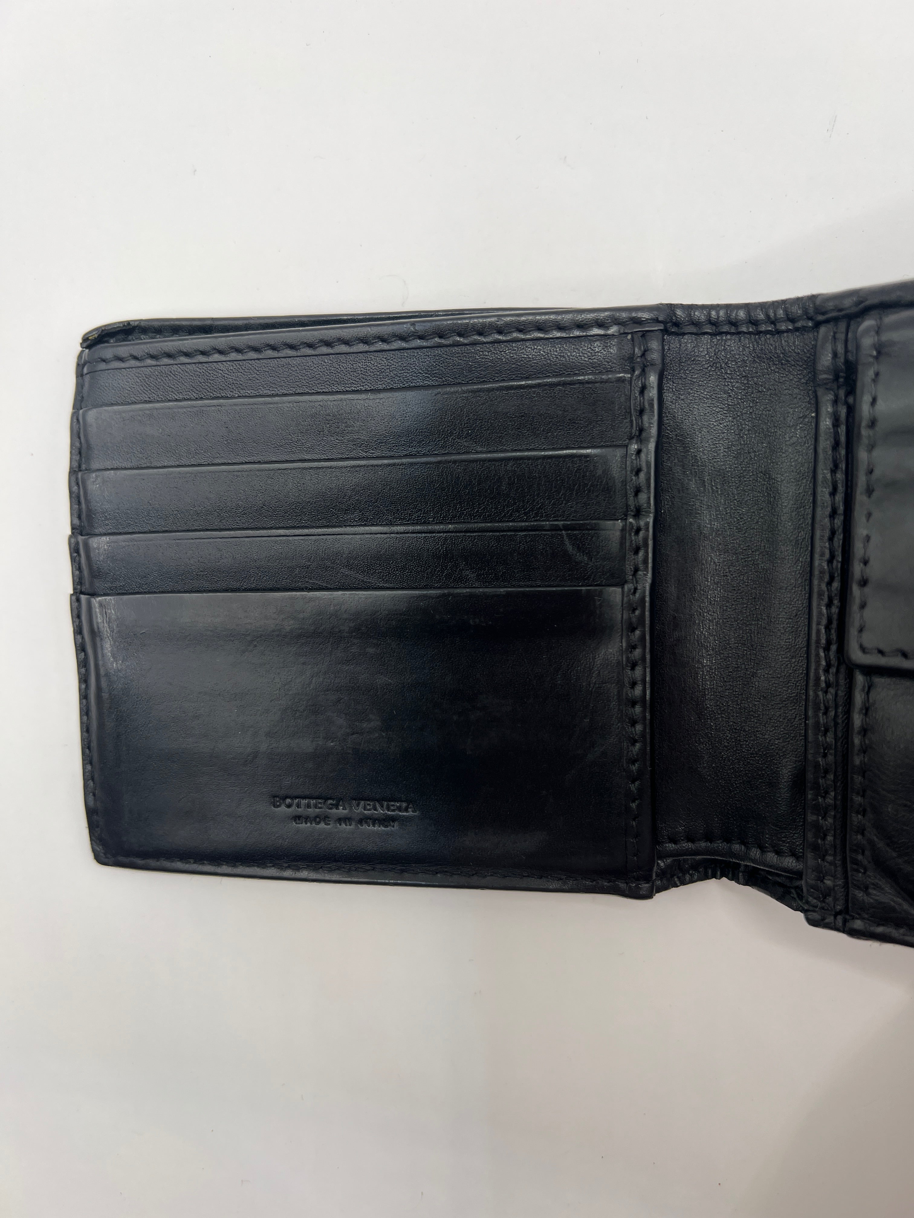 Bottega Veneta Black Intrecciato Bifold Wallet