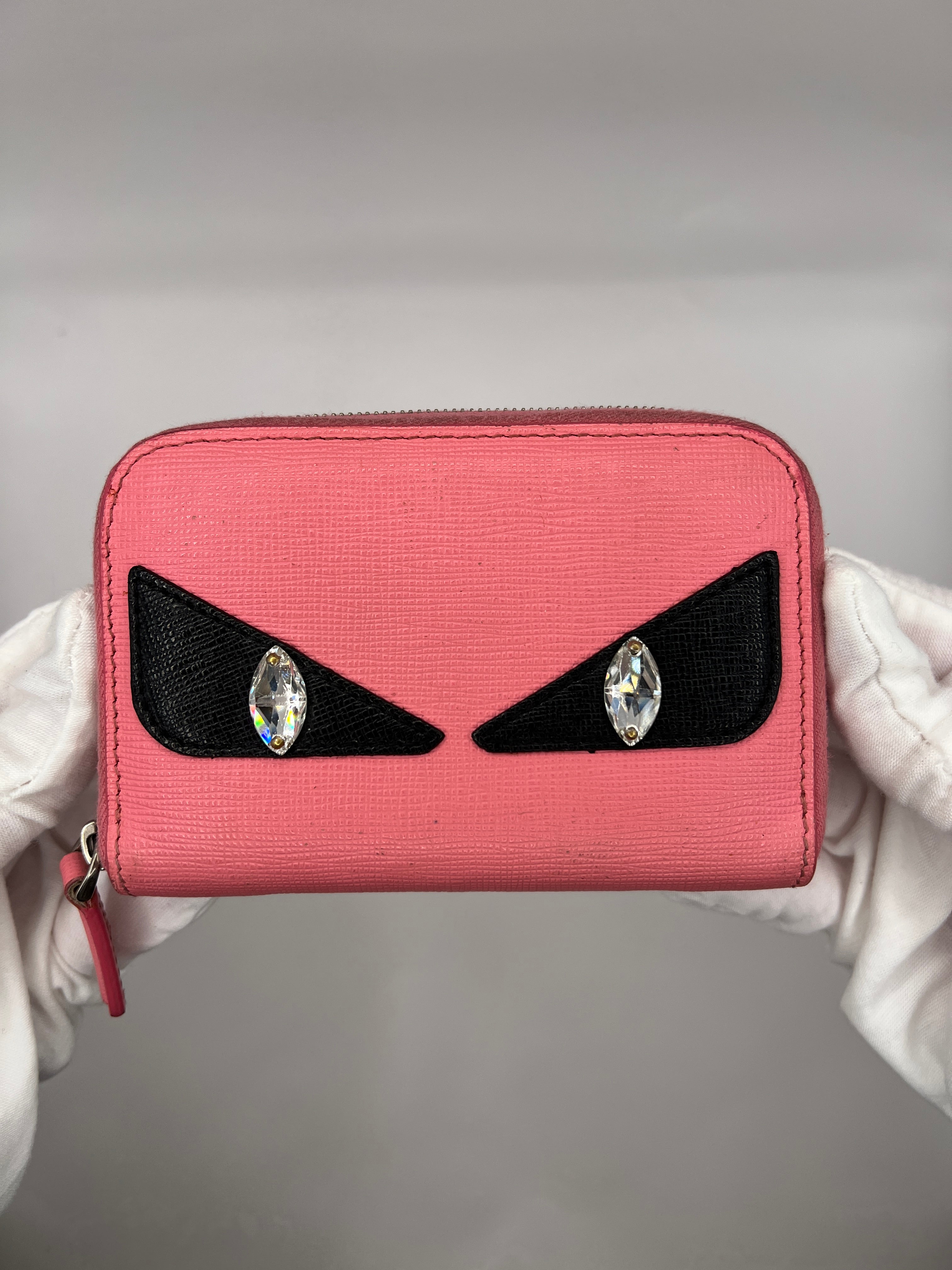 Fendi Pink Monster Eyes Compact Leather Wallet