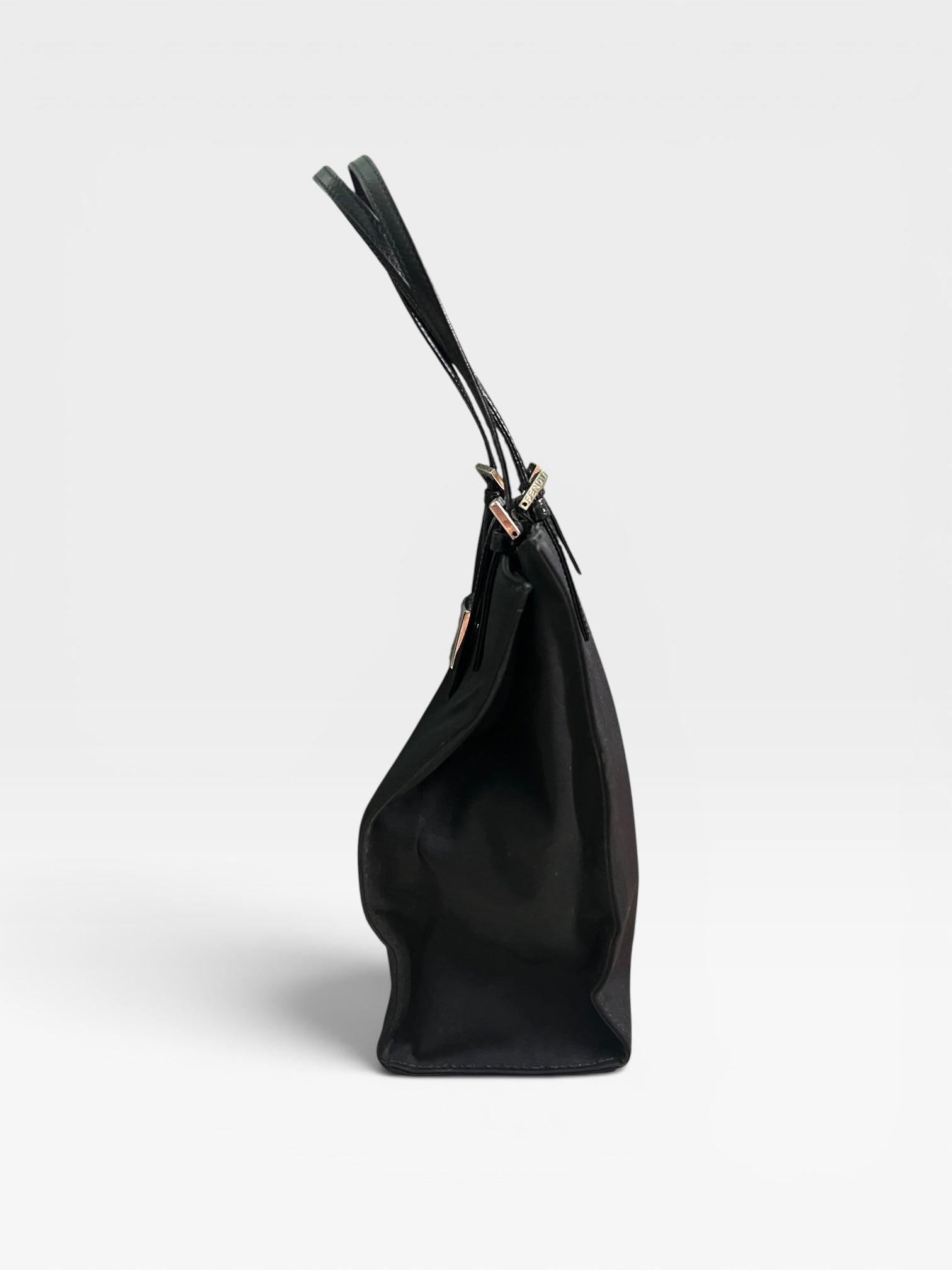 Vintage Fendi Black Nylon Zucca Buckle Tote