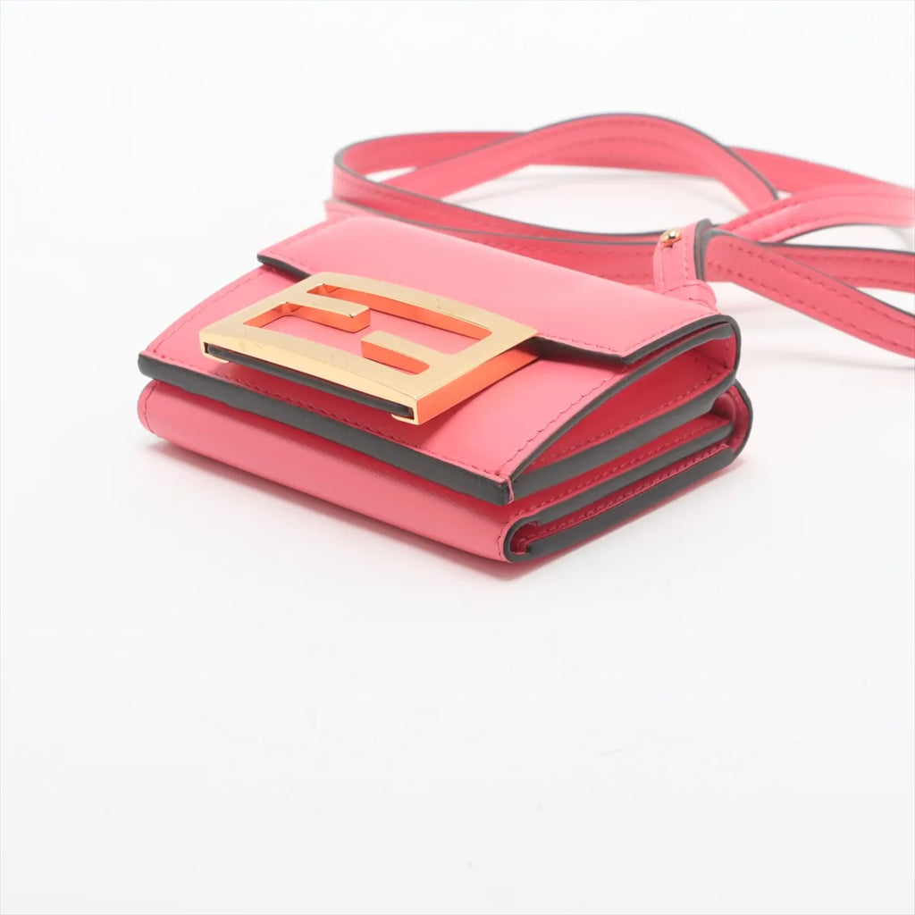 Fendi Micro Baguette Trifold Wallet Crossbody — Dalia Pink