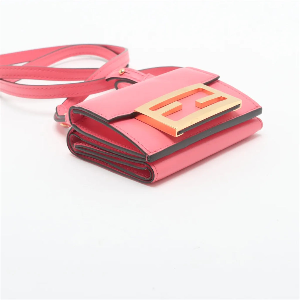 Fendi Micro Baguette Trifold Wallet Crossbody — Dalia Pink