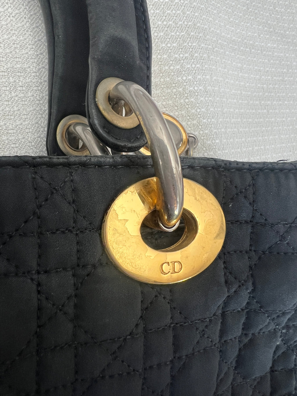 Christian Dior Canage Hand Bag Nylon Black