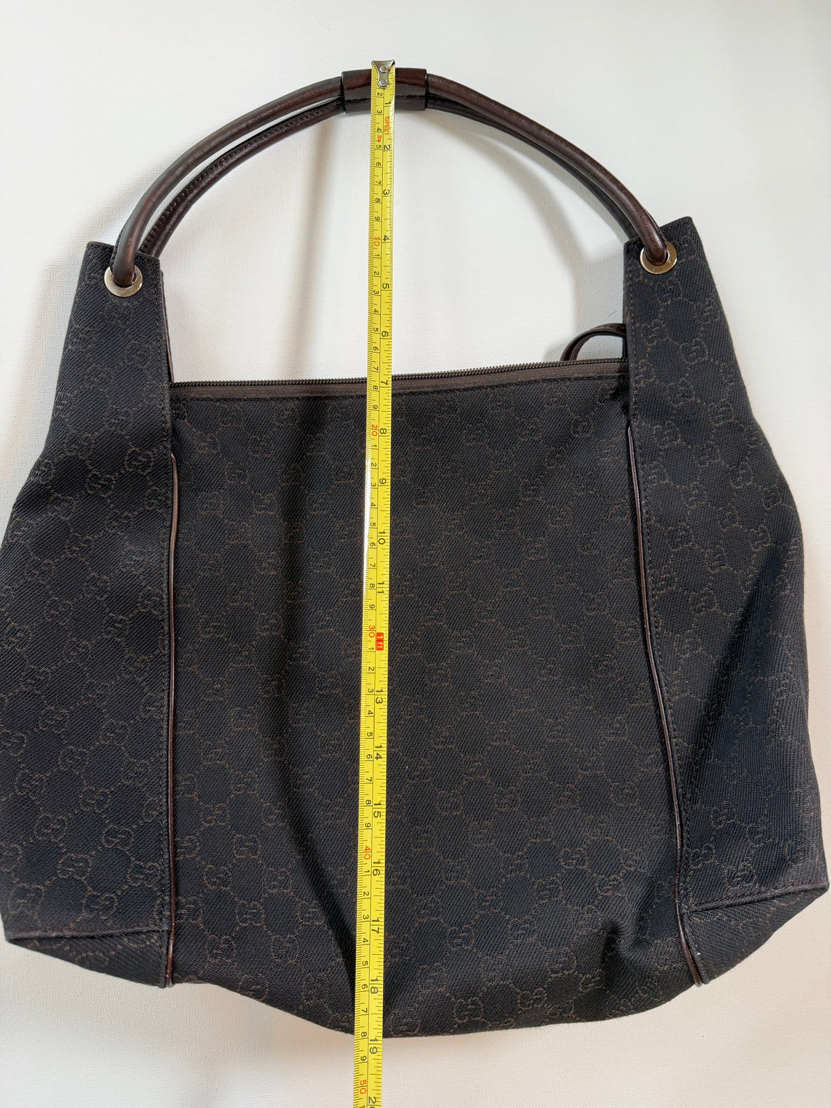 Gucci Monogram Hobo Canvas Shoulder Bag