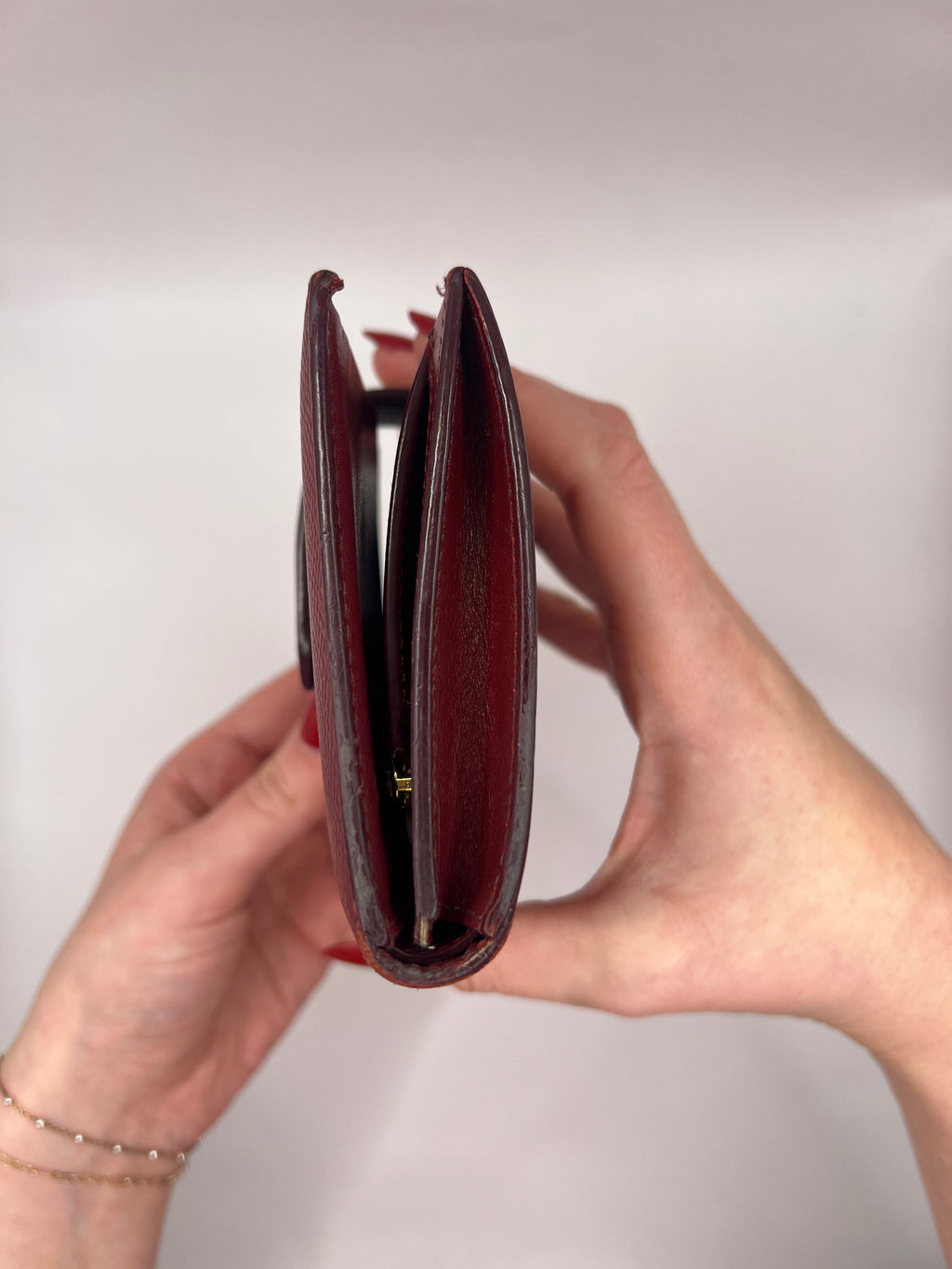 Celine Red Pebbled Leather Compact Wallet