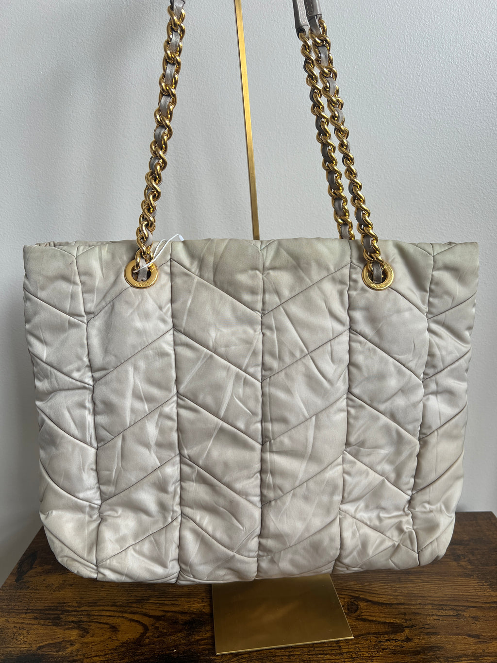 Prada Diagramme Quilted Nylon Chain Tote