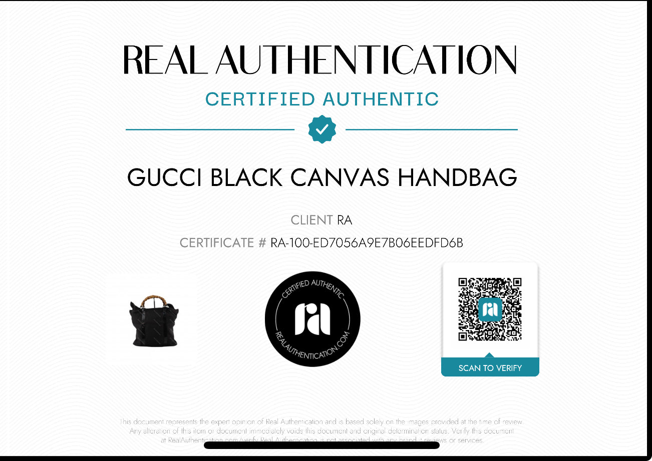 Gucci Black Nylon Bamboo Handle Tote Bag (RA Certified Authentic)
