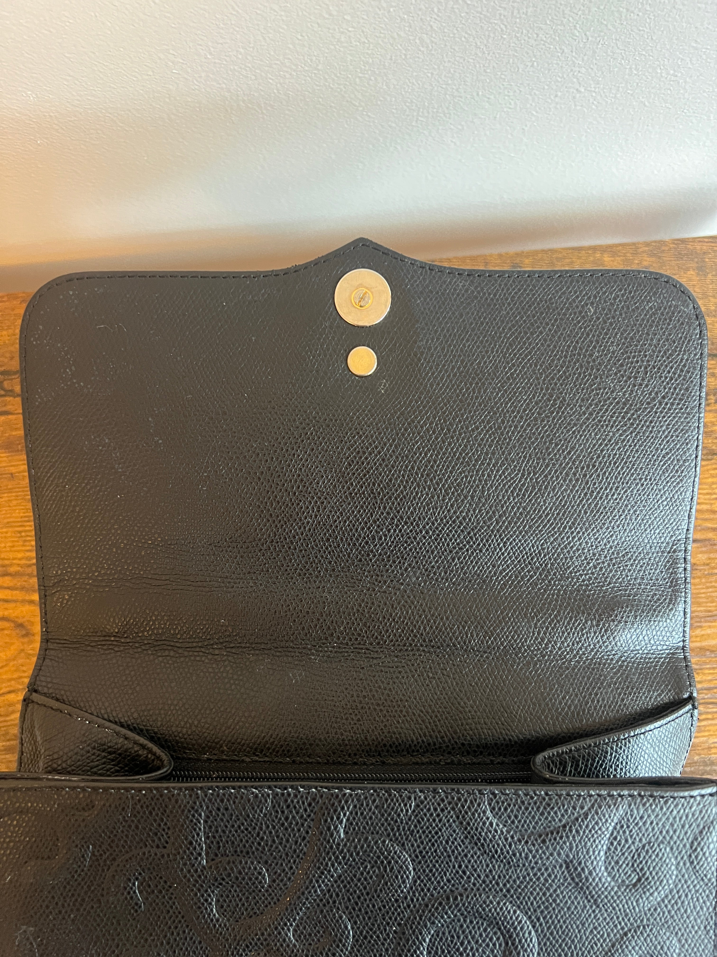 Vintage Yves Saint Laurent Embossed Leather Top Handle Bag – Black