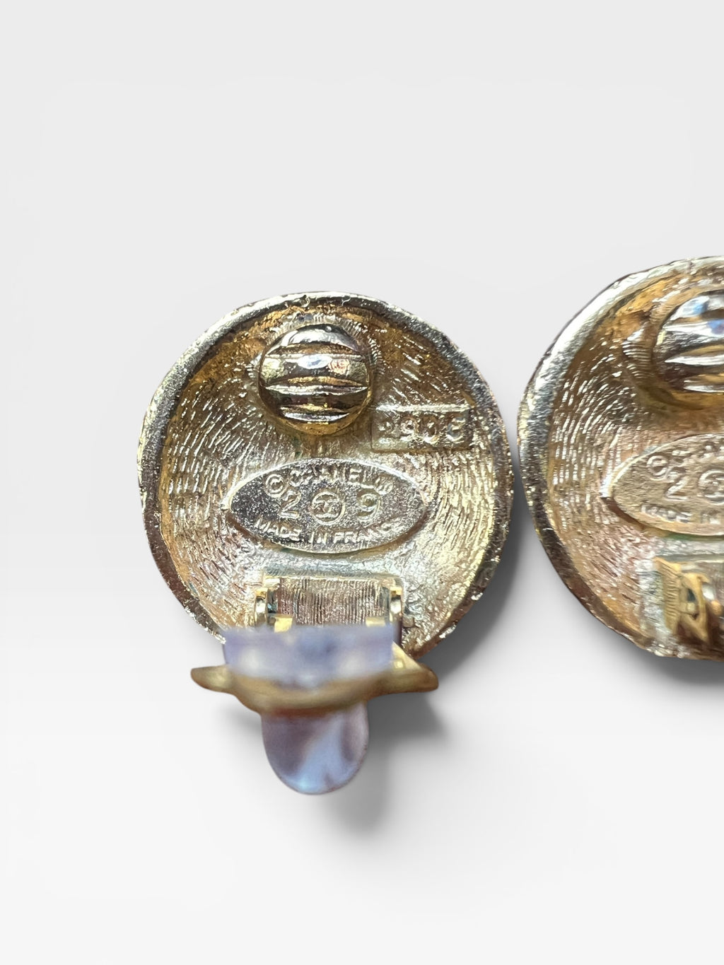 Vintage Chanel 1993 Gold CC Round Clip-On Earrings
