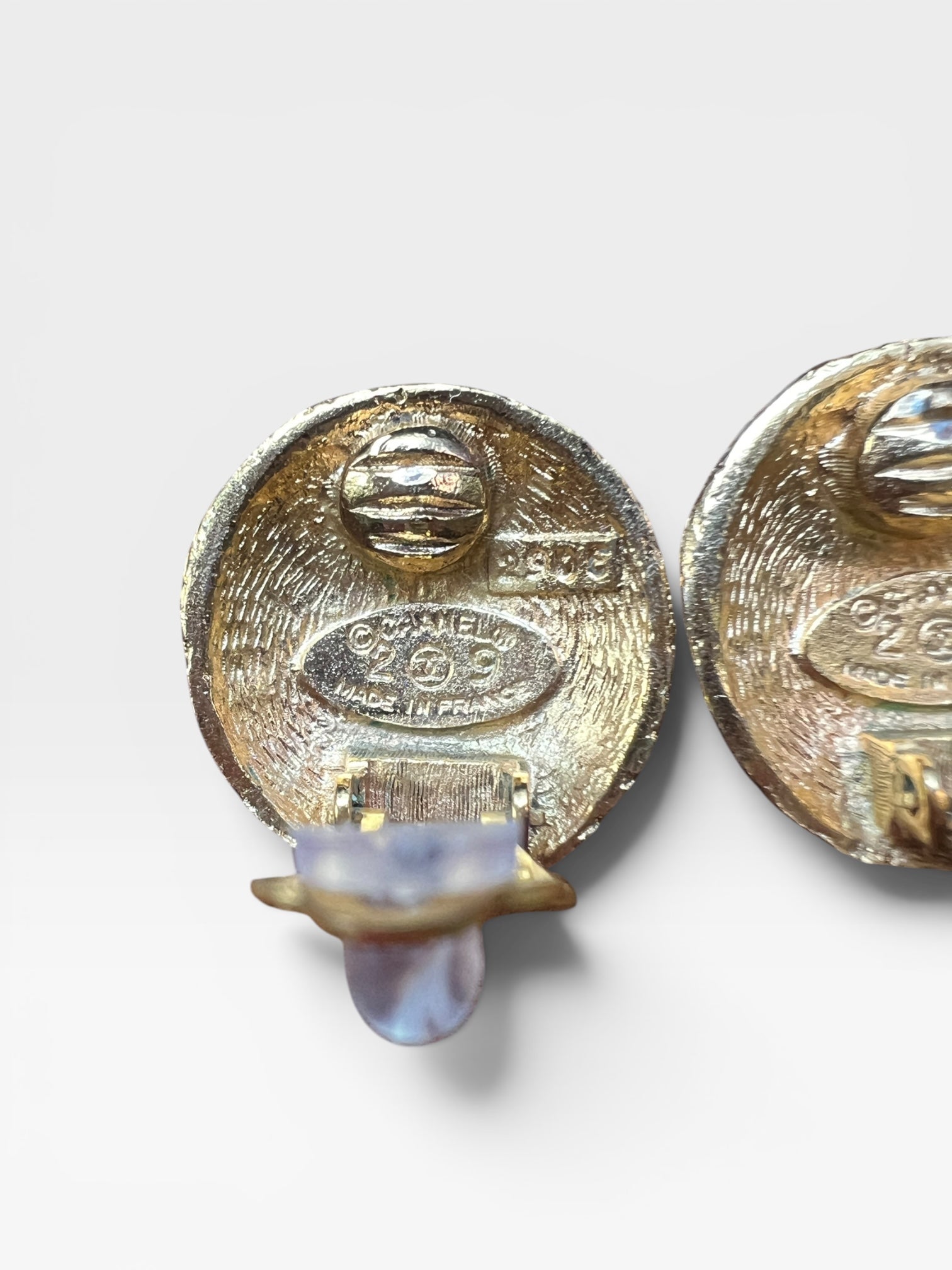 Vintage Chanel 1993 Gold CC Round Clip-On Earrings