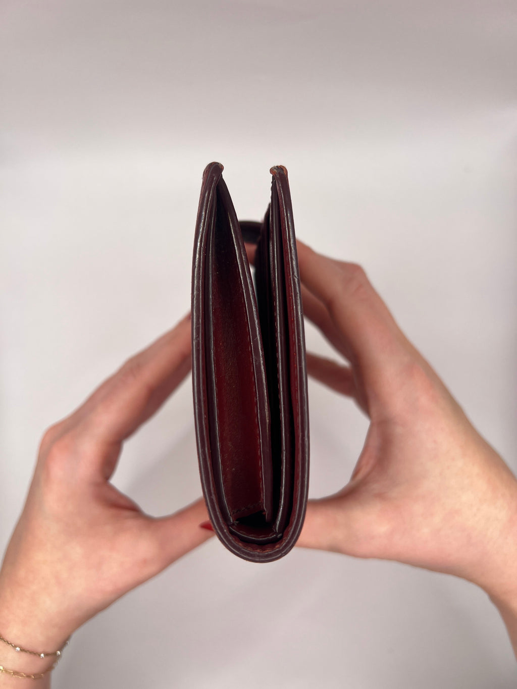 Celine Red Pebbled Leather Compact Wallet