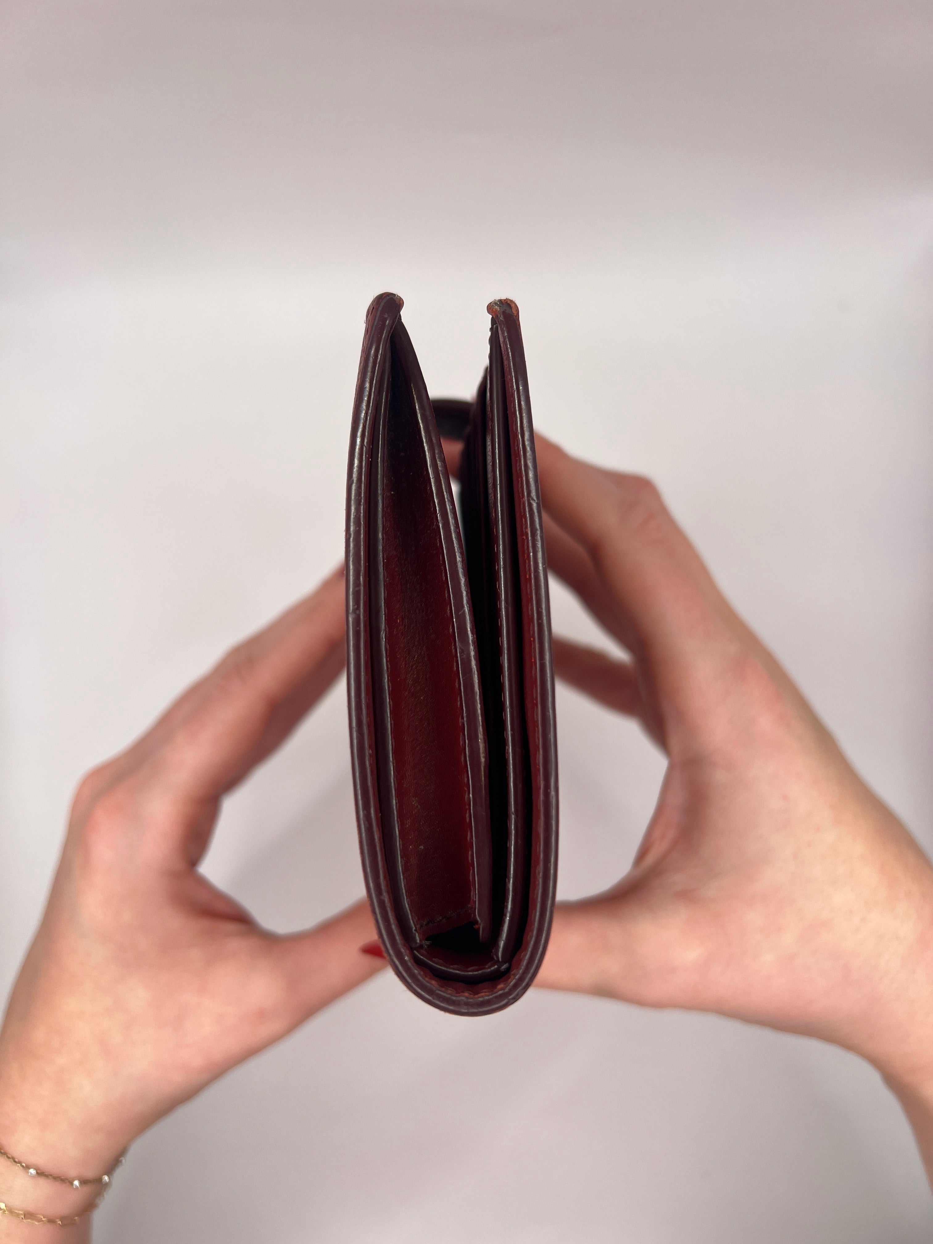 Celine Red Pebbled Leather Compact Wallet