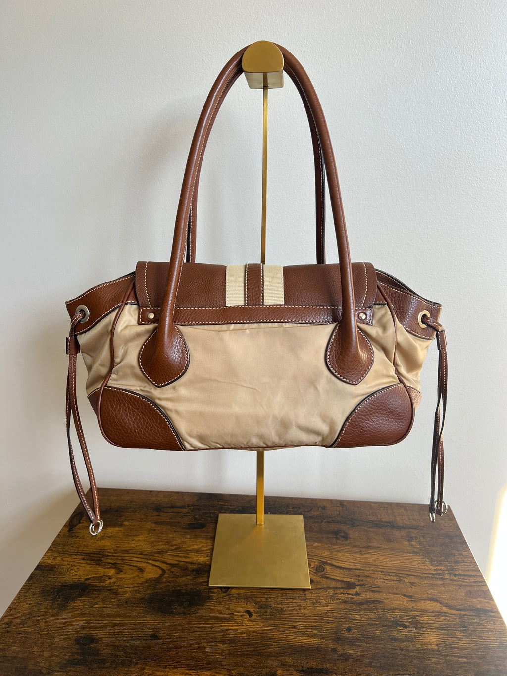 Prada Tessuto Shoulder Bag Brown/Beige