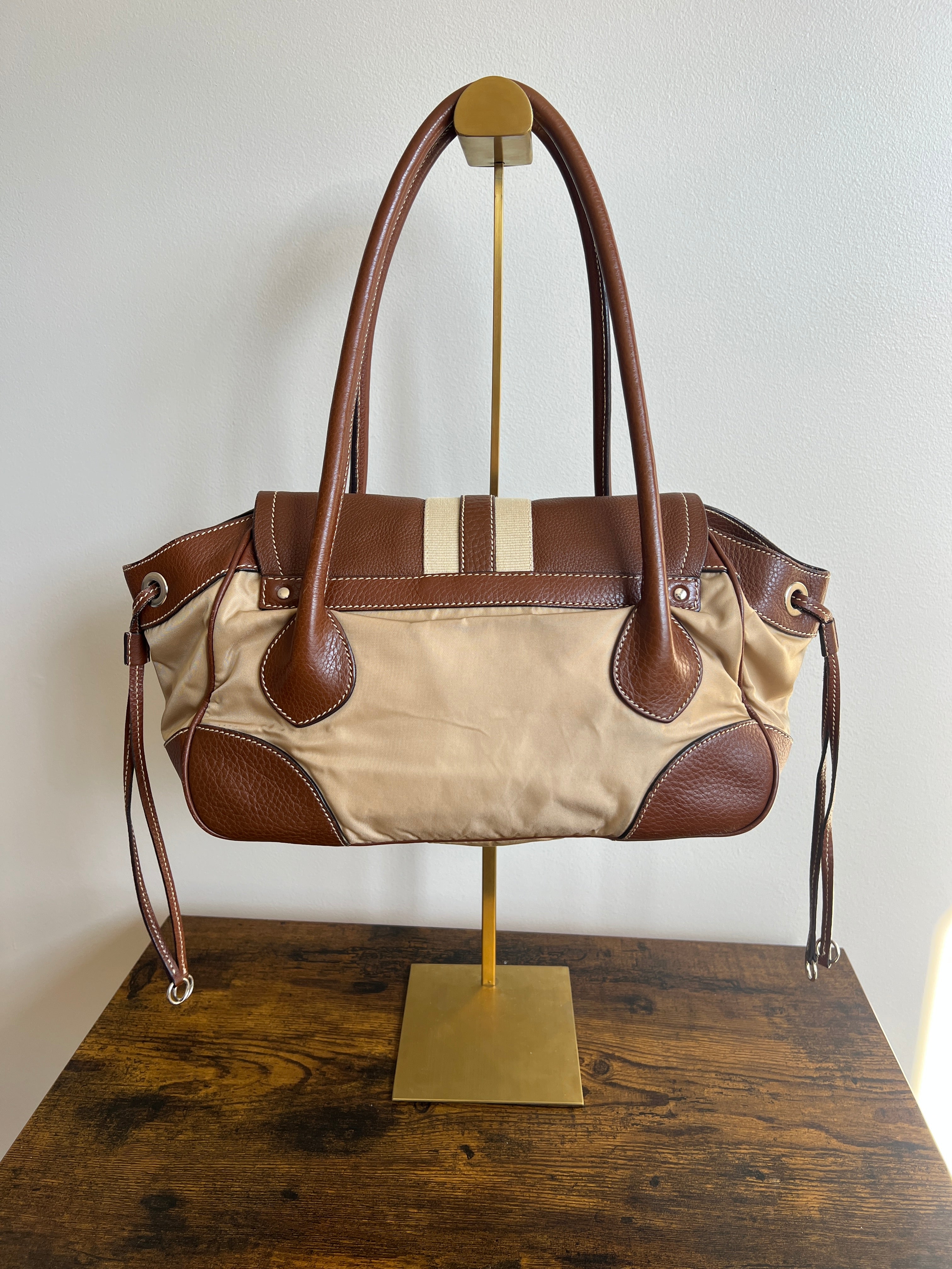 Prada Tessuto Shoulder Bag Brown/Beige