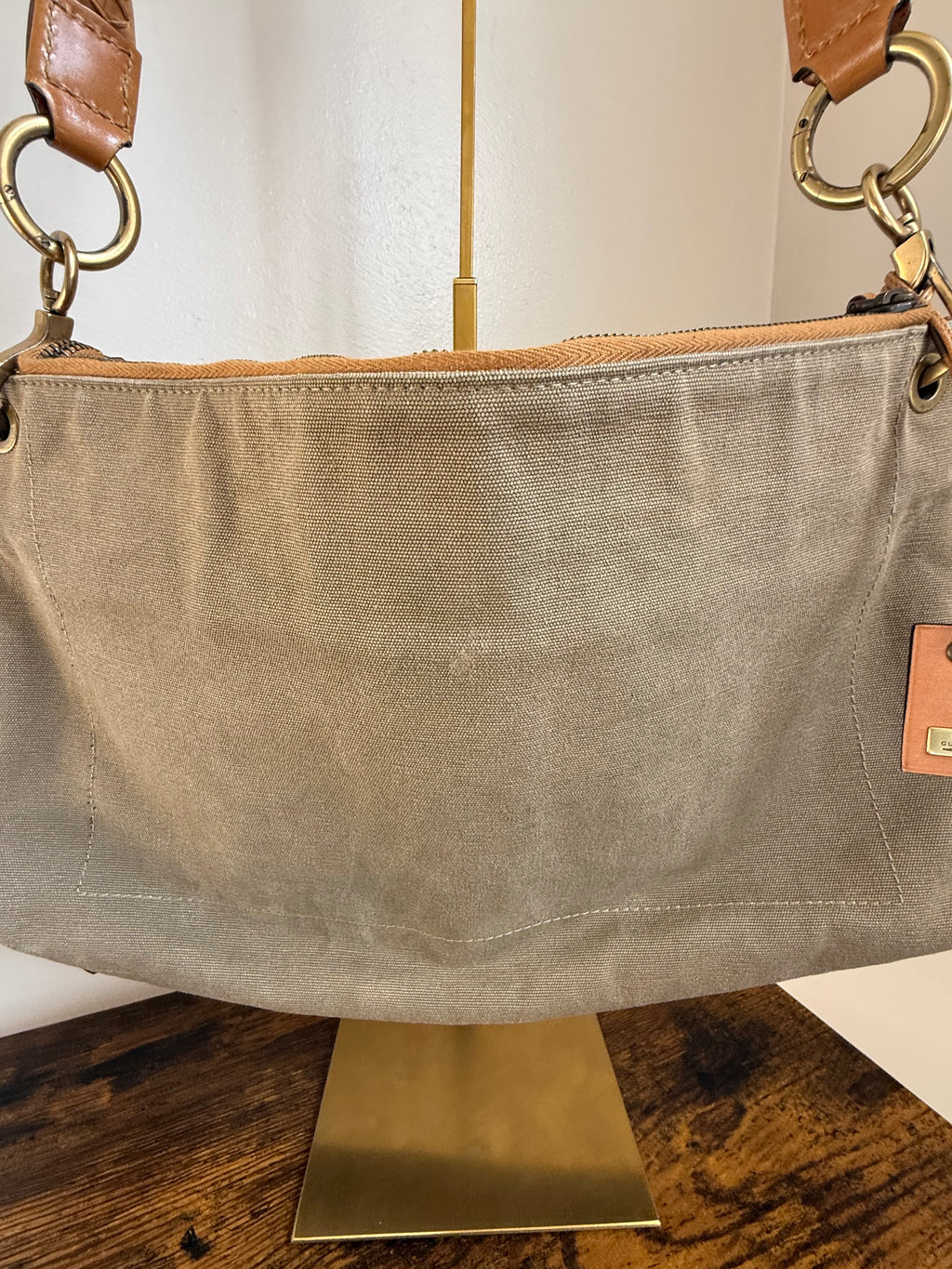 Gucci Early 2000s Canvas & Leather Utility Shoulder Bag