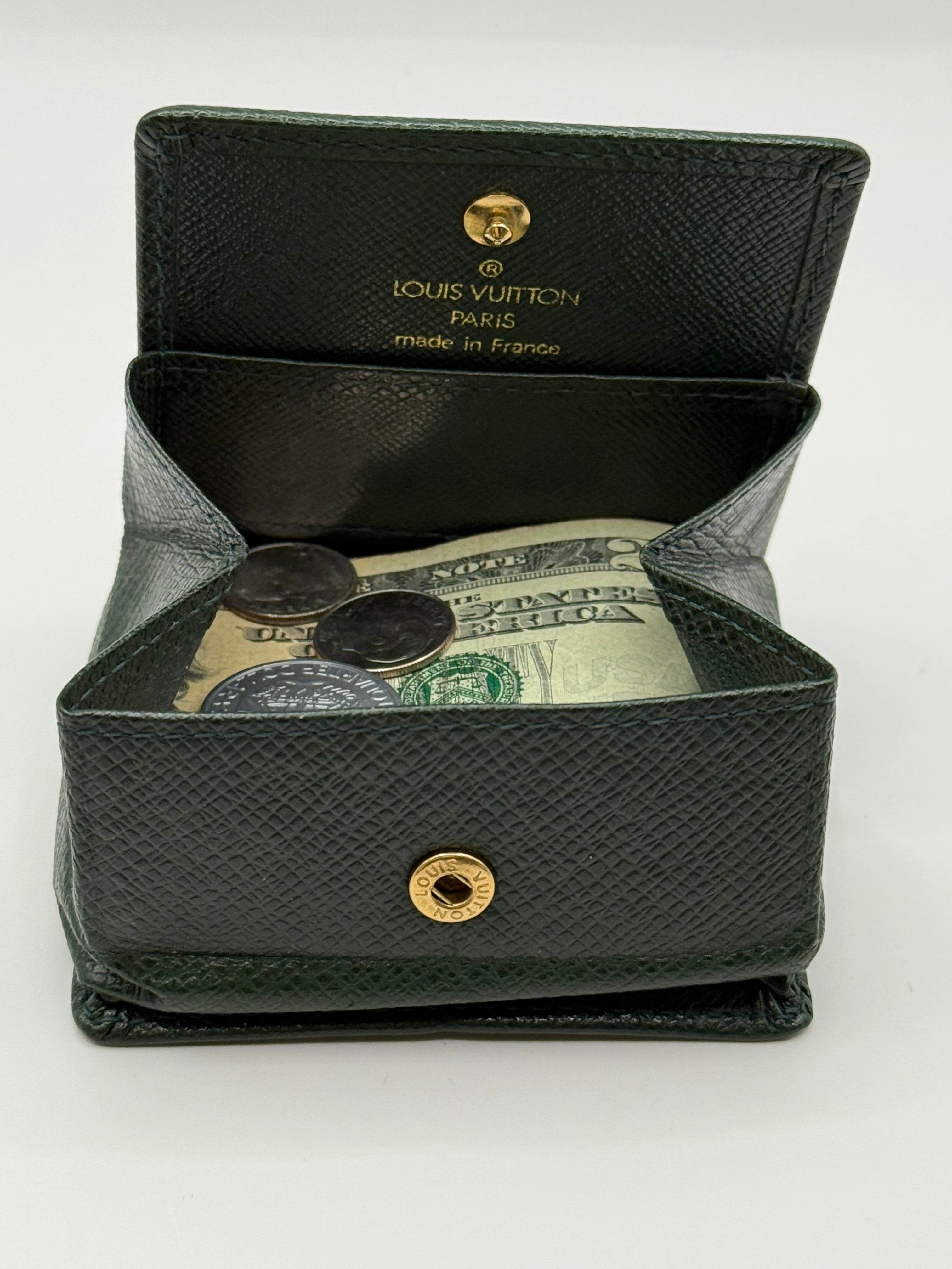 Louis Vuitton Vintage Taiga Leather Coin Wallet – Green (Made in France)