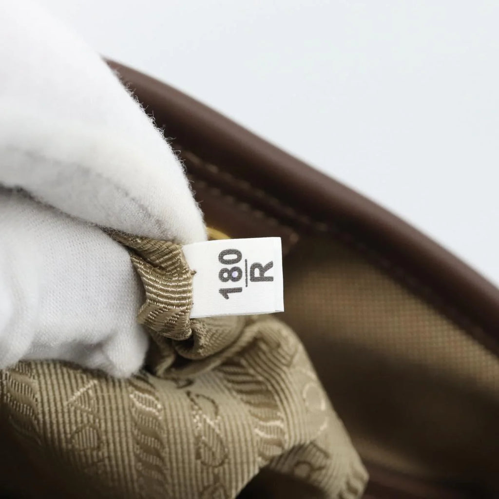 Prada Canapa Jacquard Logo Tote — Khaki Canvas, Brown Leather Trim