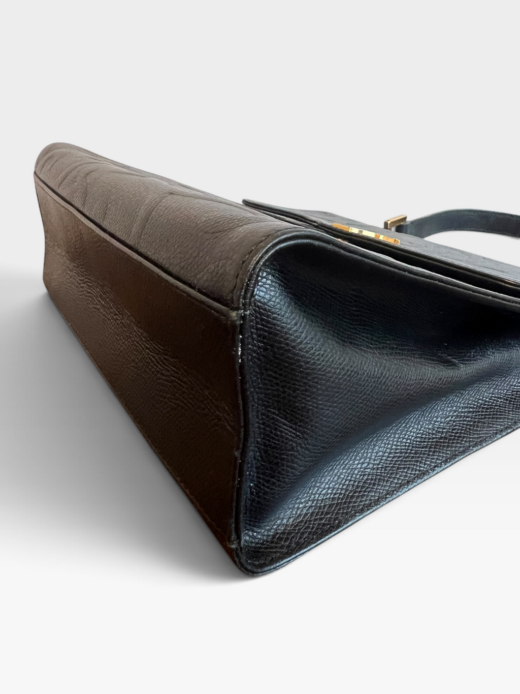 Vintage Yves Saint Laurent Embossed Leather Top Handle Bag – Black