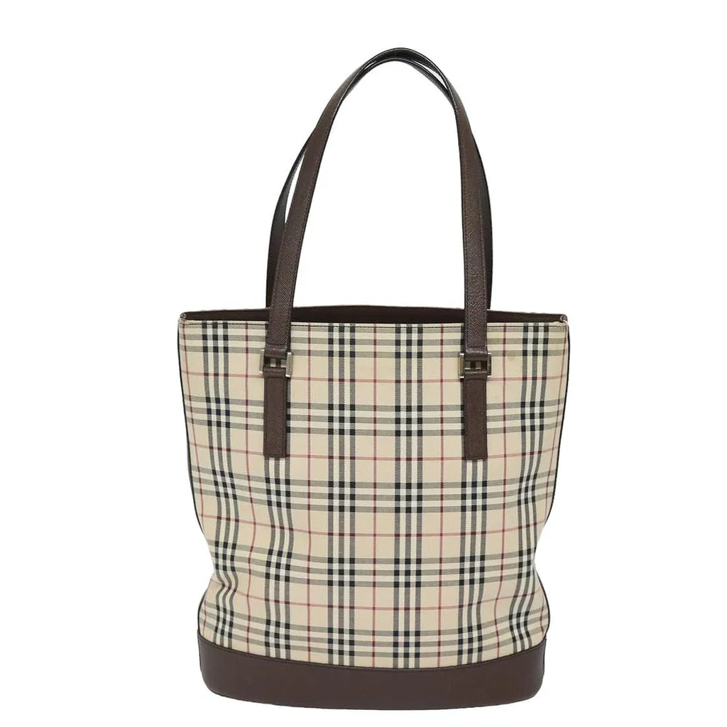 Burberry Vintage Nova Check Canvas Tote Bag - Brown leather
