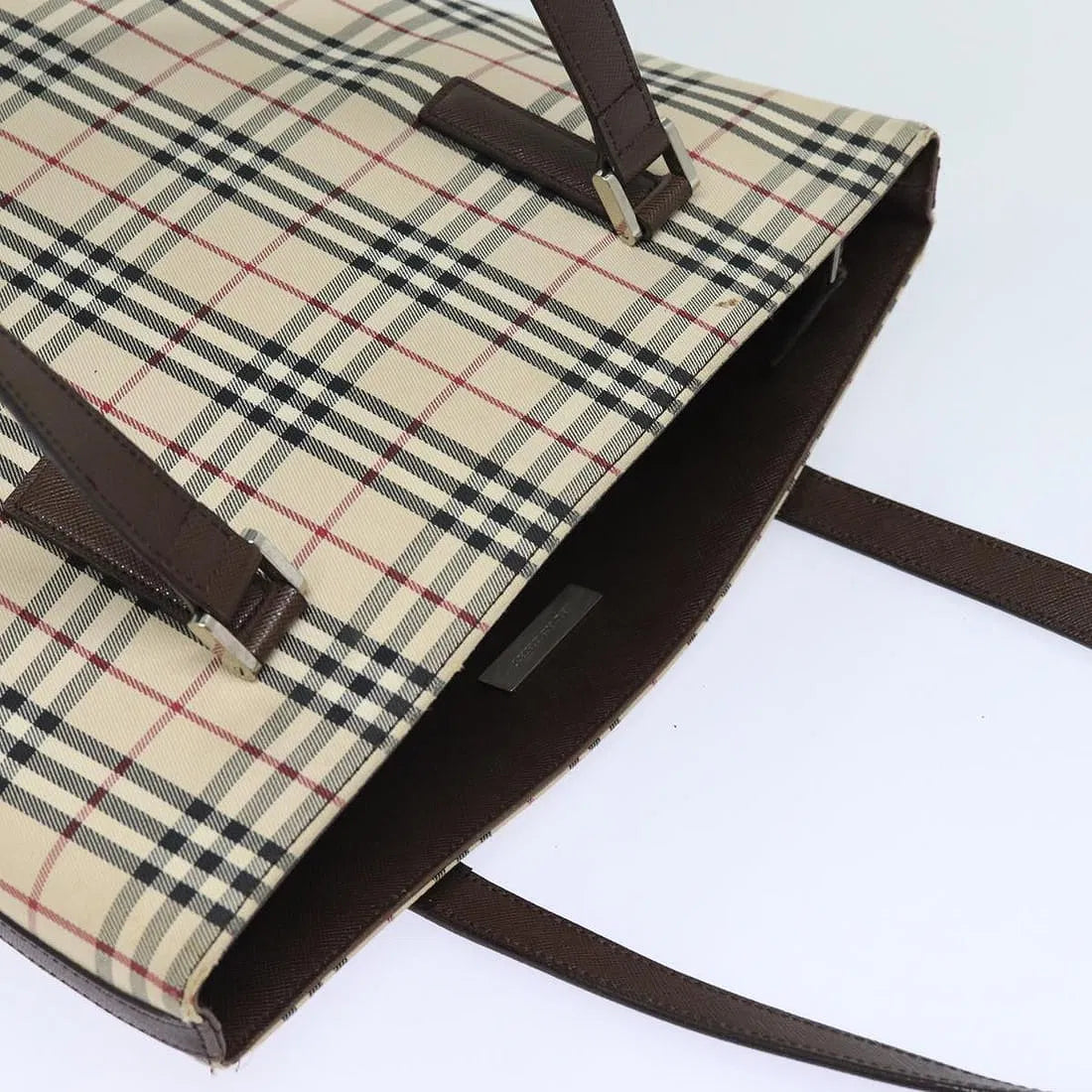 Burberry Vintage Nova Check Canvas Tote Bag - Brown leather