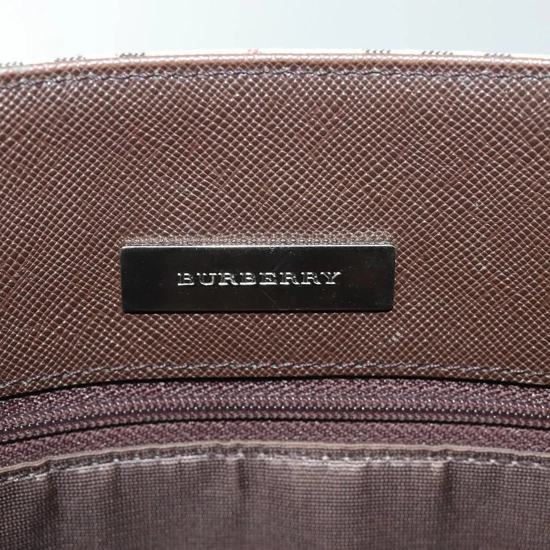 Burberry Vintage Nova Check Canvas Tote Bag - Brown leather