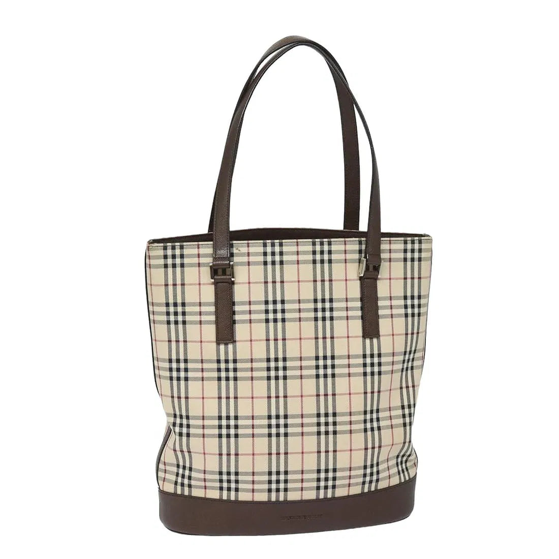 Burberry Vintage Nova Check Canvas Tote Bag - Brown leather