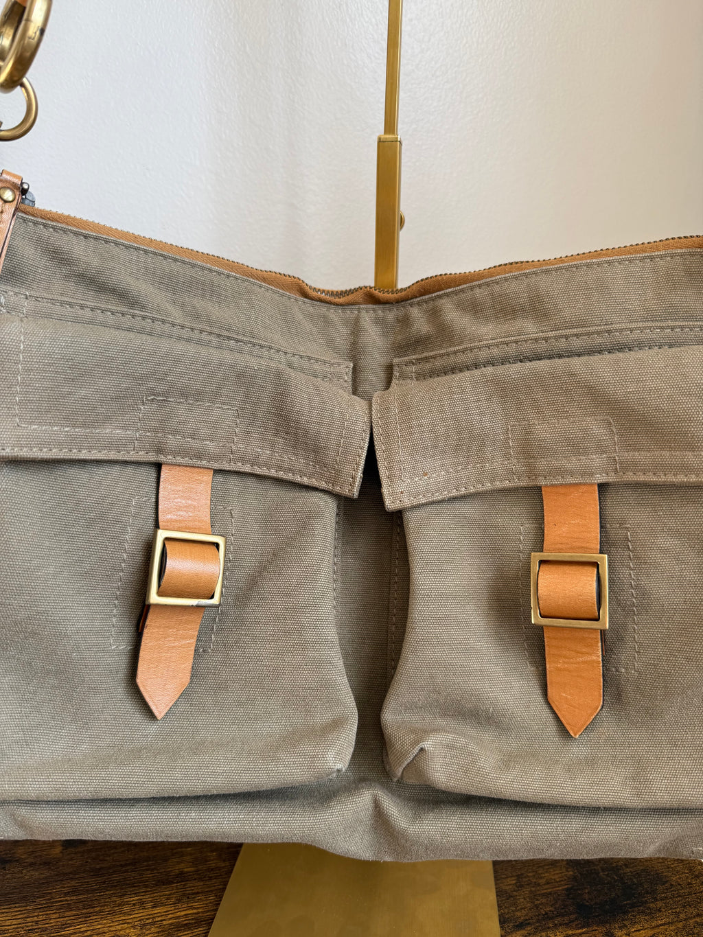 Gucci Early 2000s Canvas & Leather Utility Shoulder Bag