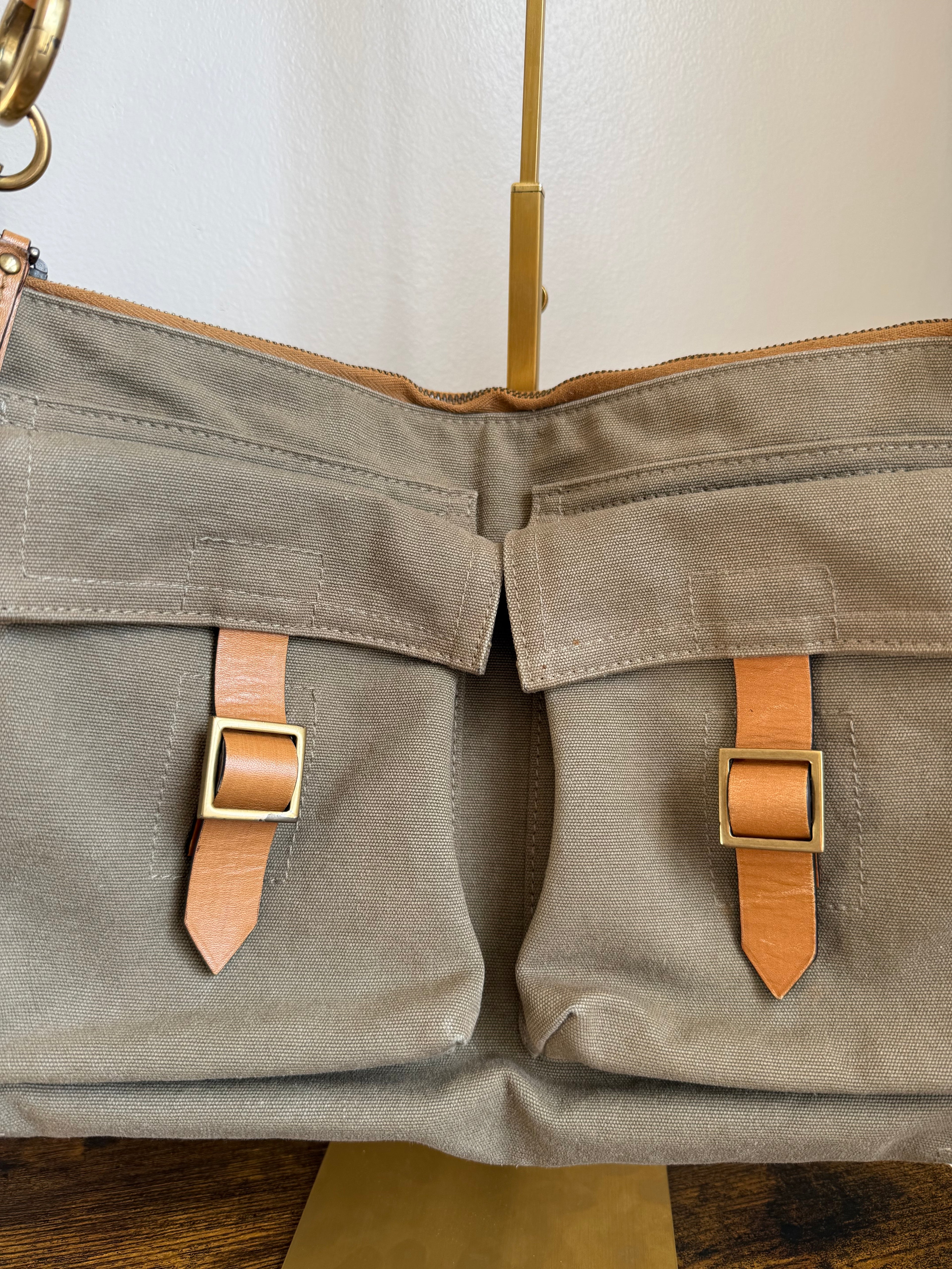 Gucci Early 2000s Canvas & Leather Utility Shoulder Bag