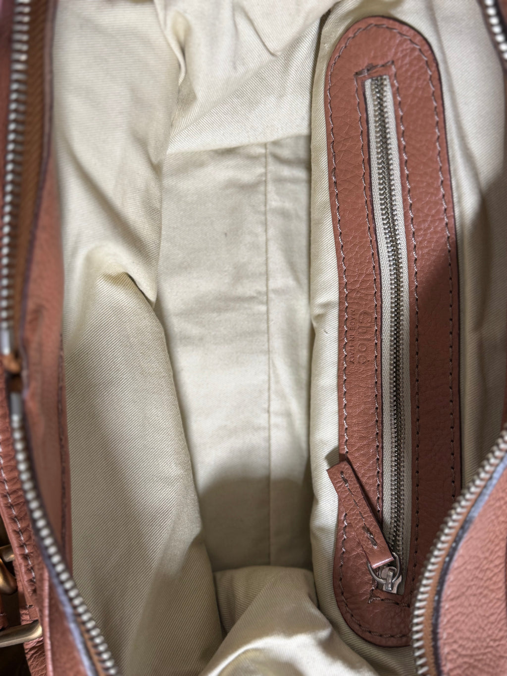 Chloé Paddington Lock Bag in Caramel Pebbled Leather