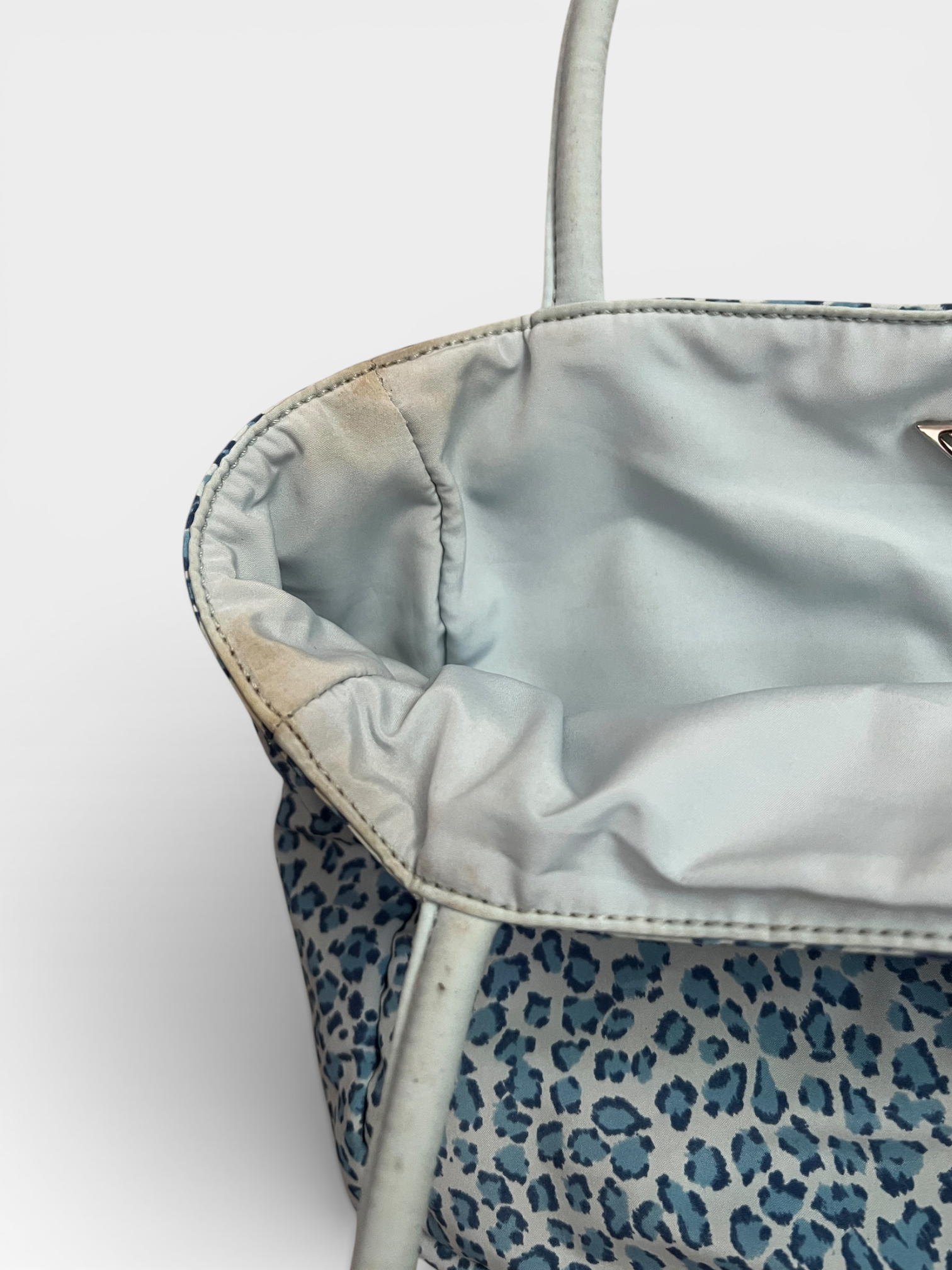 Bottega Veneta Blue Leopard Print Canvas Tote — Vintage Early 2000