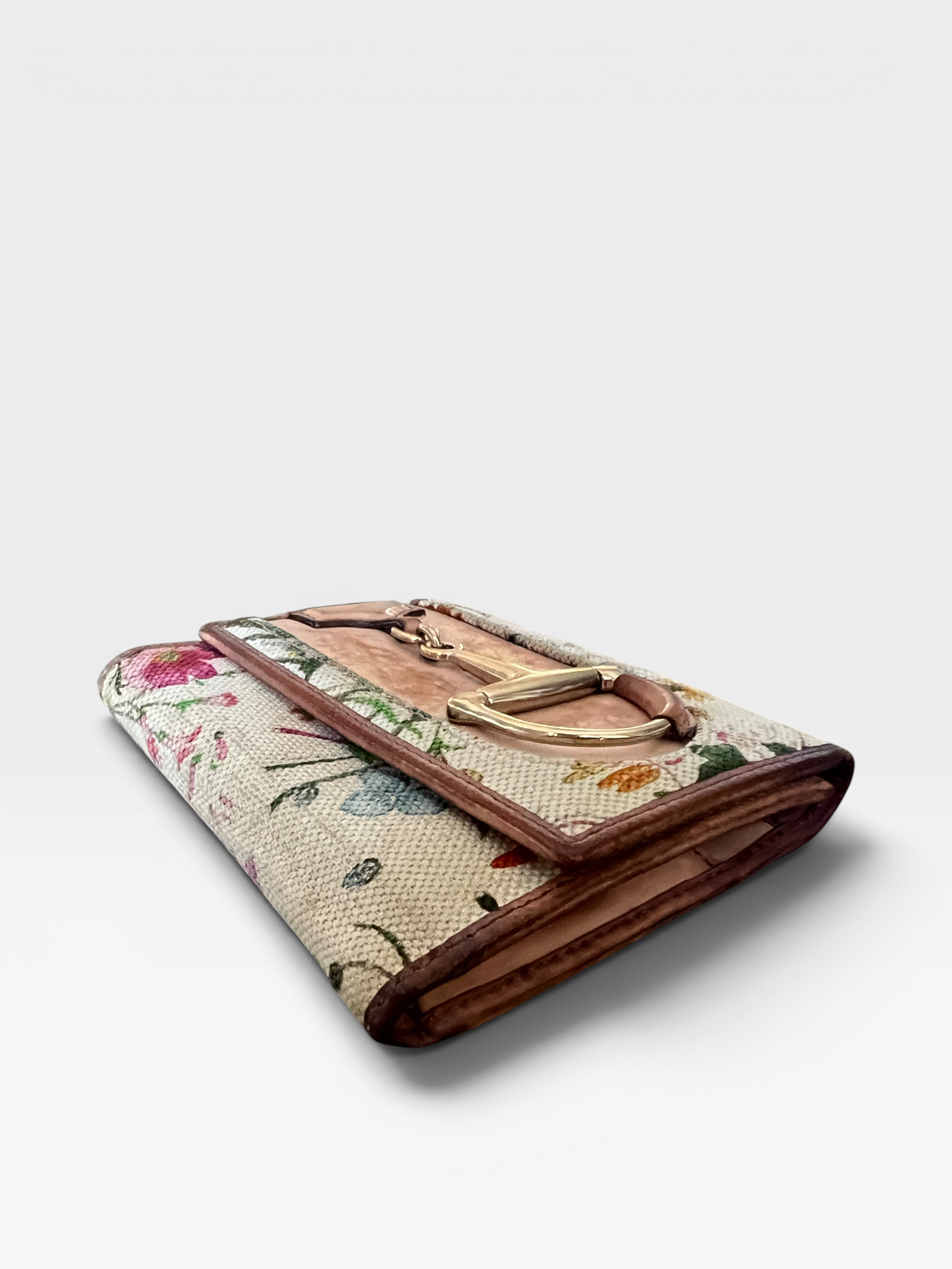 Gucci Floral Canvas Horsebit Trifold Wallet