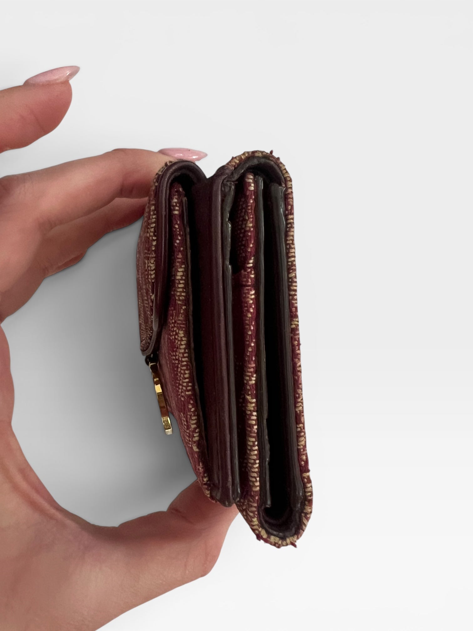 Dior Vintage Burgundy Oblique Saddle Wallet