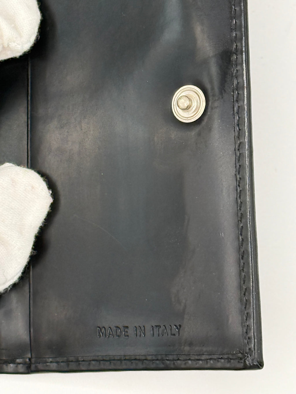 Prada Black Polished Leather Tri-Fold Wallet