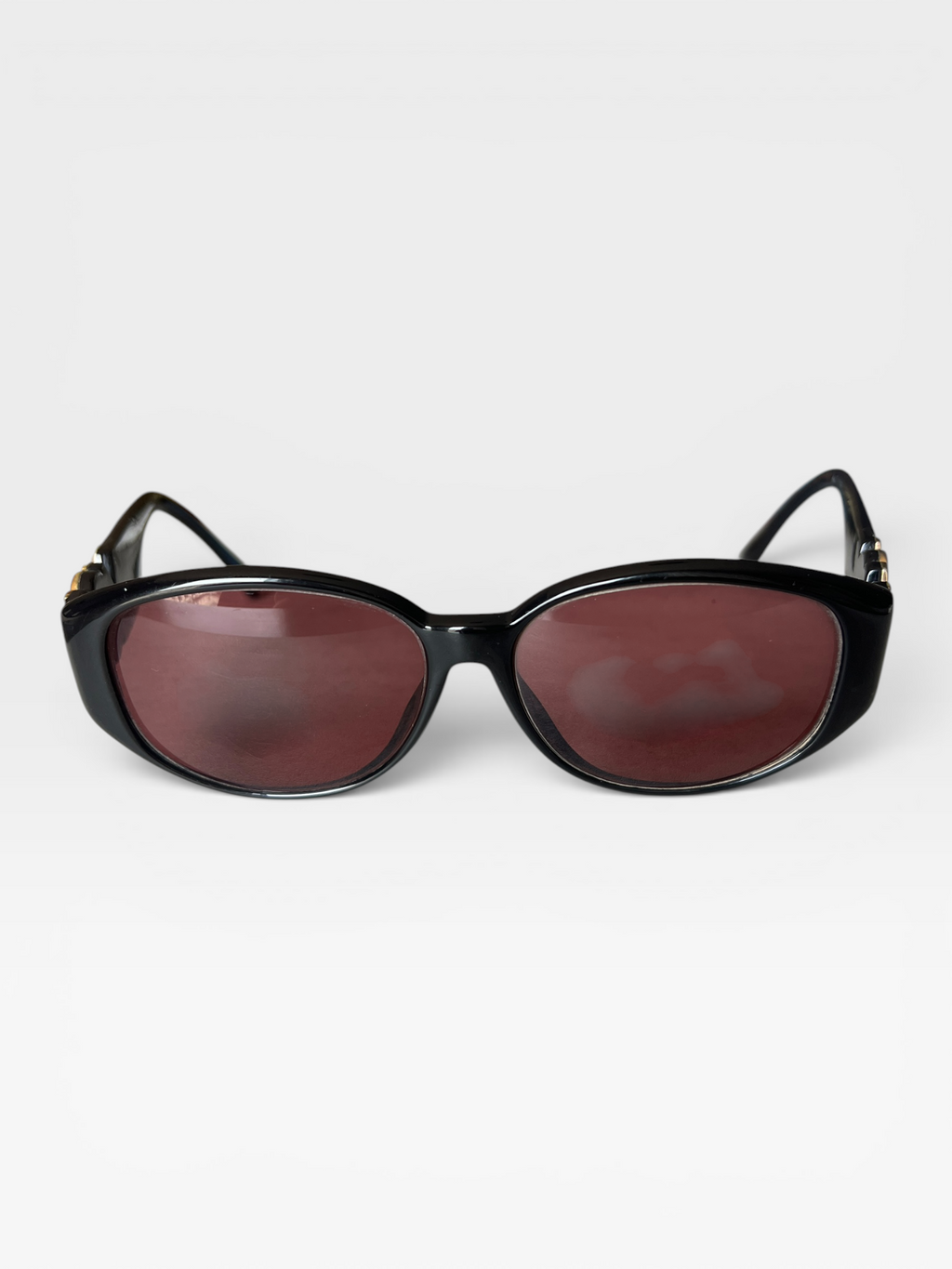 Yves Saint Laurent YSL Logo Oval Sunglasses – Black
