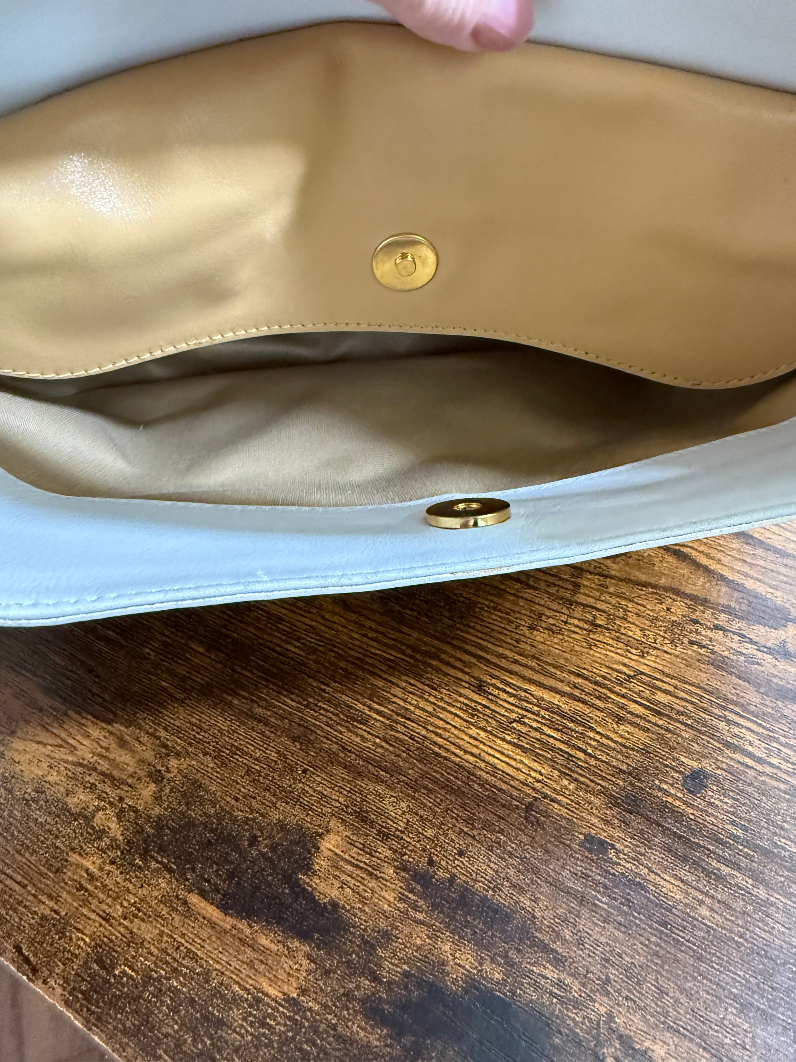 Bruno Magli Ivory Camel Leather Shoulder Bag Small Hobo Italy Gold Hardware Minimalist Y2K