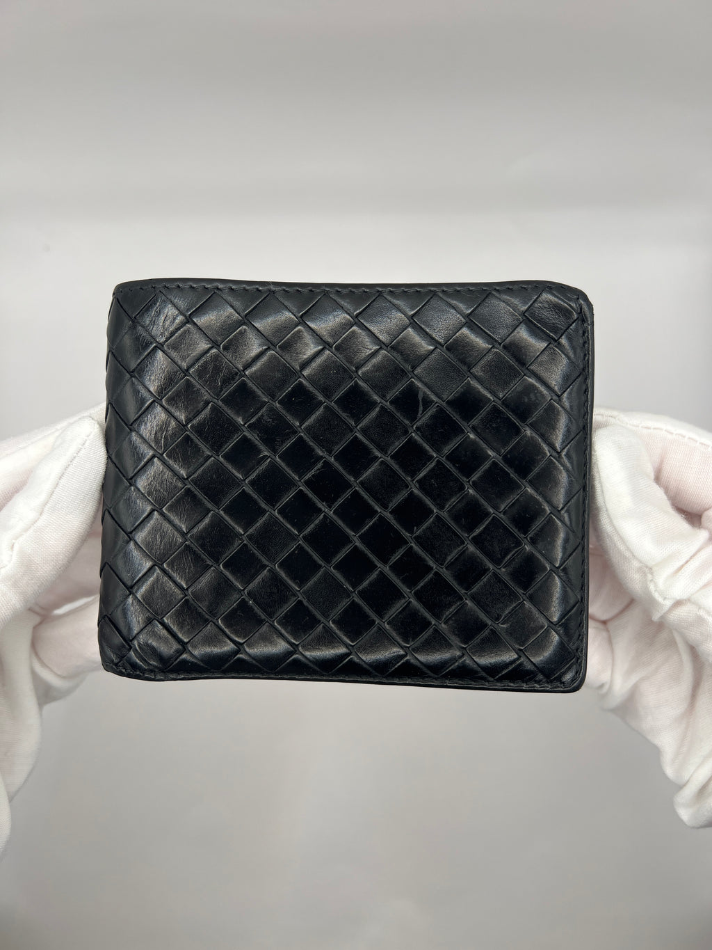 Bottega Veneta Black Intrecciato Bifold Wallet