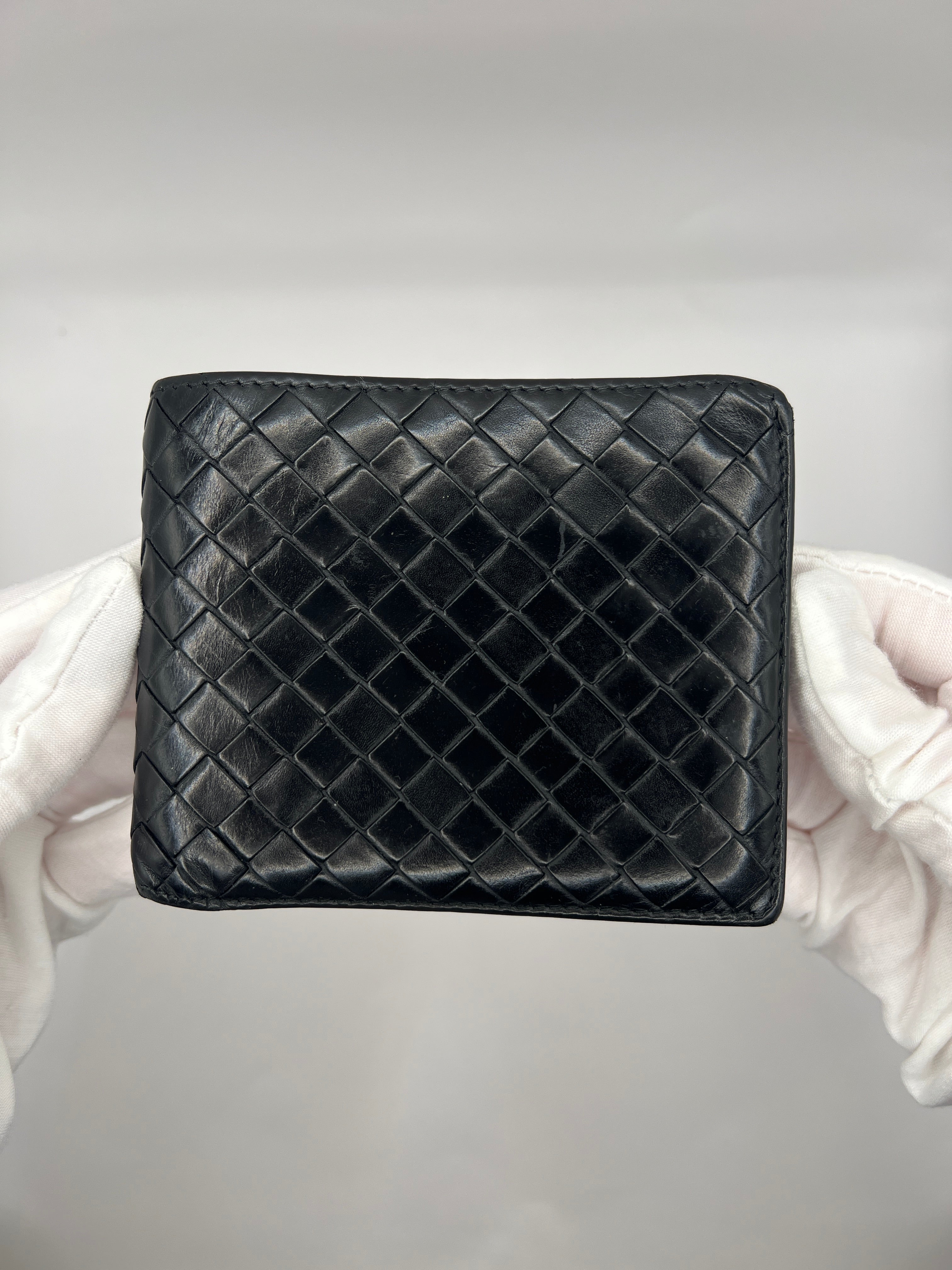 Bottega Veneta Black Intrecciato Bifold Wallet