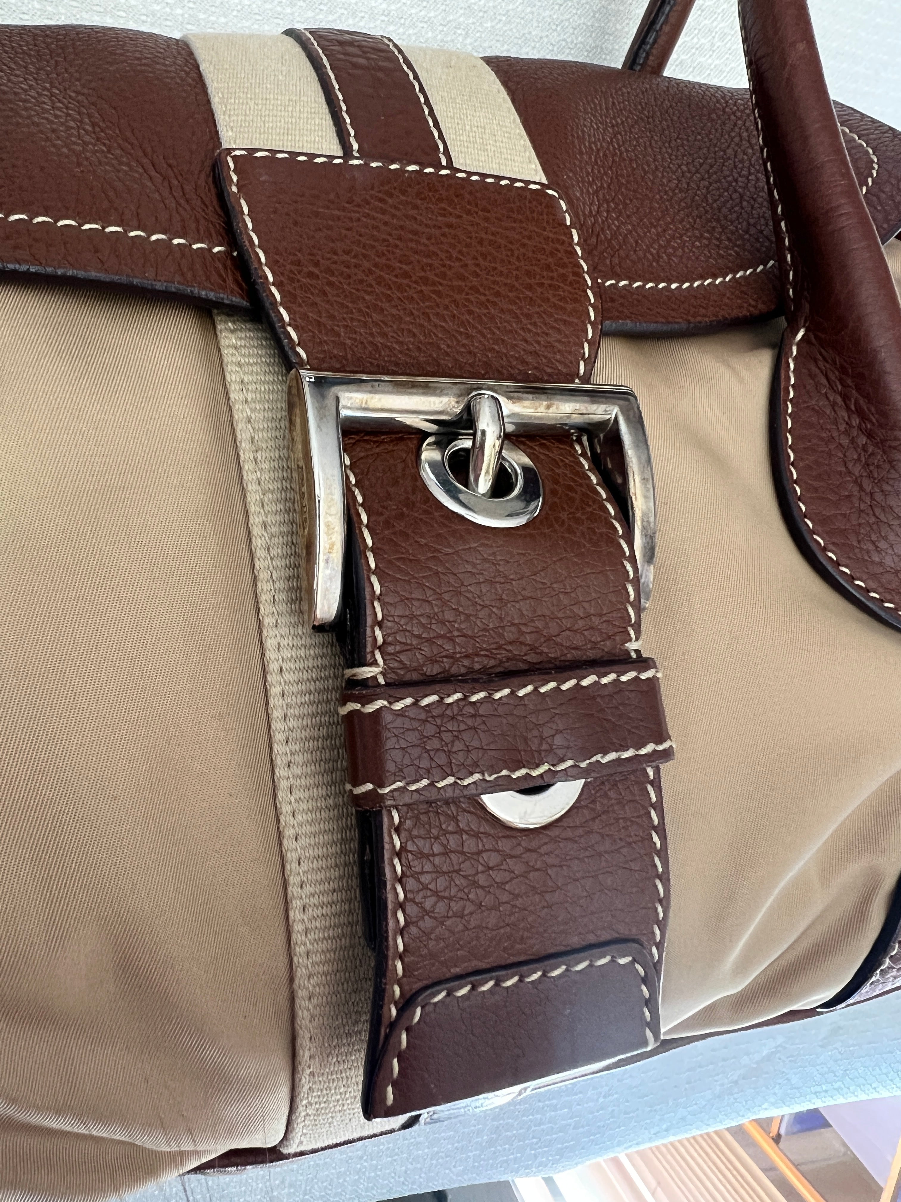 Prada Tessuto Shoulder Bag Brown/Beige